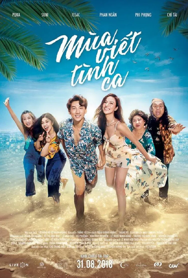 Poster chính thức của phim "Mùa Viết Tình Ca" (Mùa Viết Tình Ca - 2018), với sự tham gia của diễn viên Isaac và Sunni Hạ Linh.