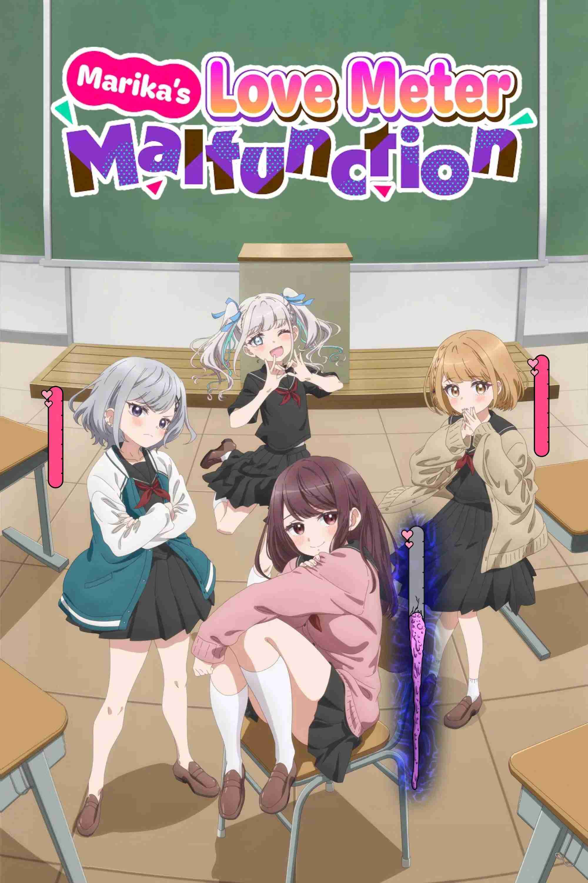Poster chính thức của phim Phim Hoạt Hình, Phim Hài "Mức Độ Hảo Cảm Của Matsurika-chan Đã Vượt Ngưỡng" (Marika's Love Meter Malfunction - 2026), với sự tham gia của diễn viên Kohei Amasaki và Maaya Uchida.