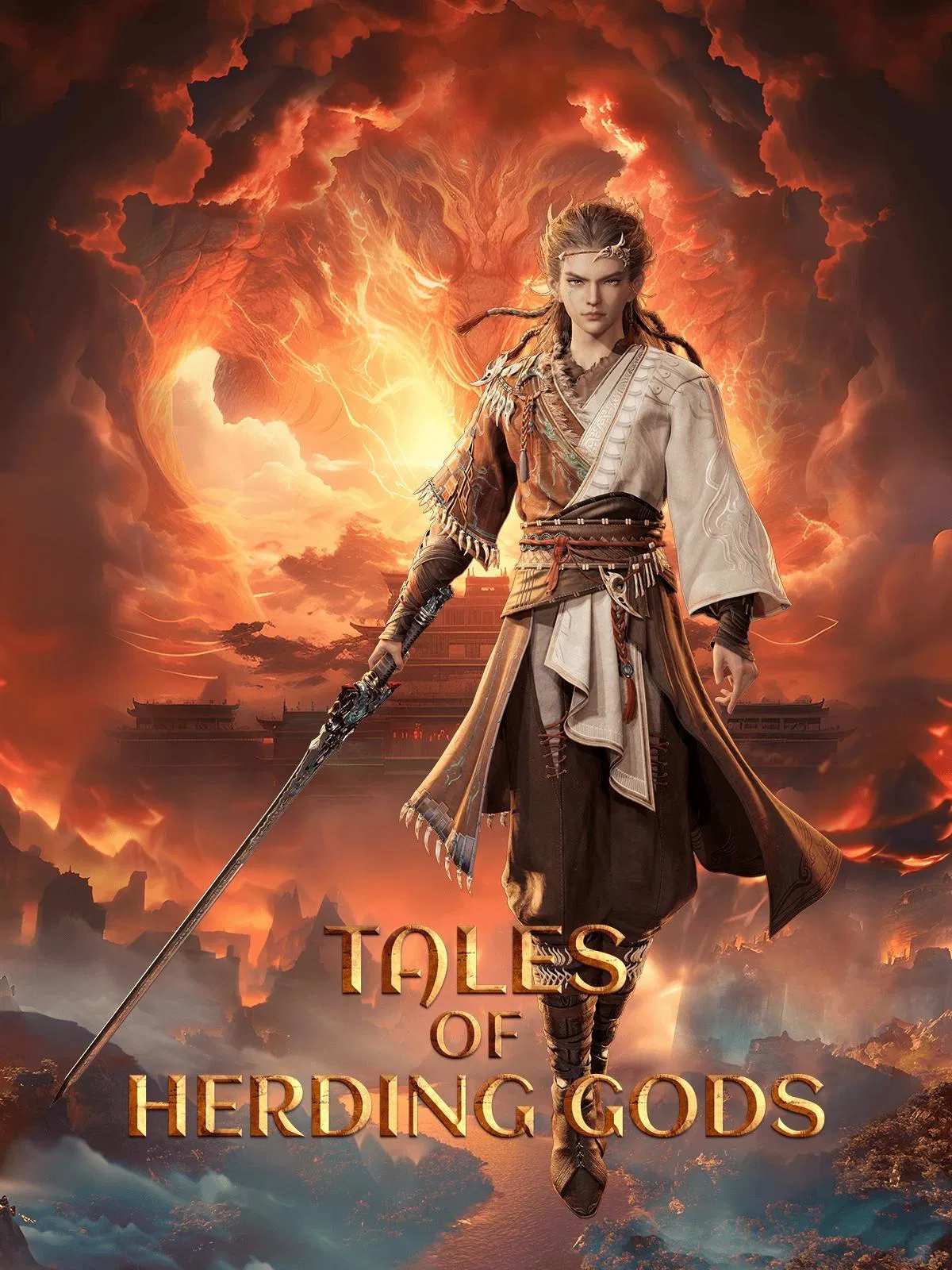 Poster chính thức của phim Phim Hoạt Hình, Phim Viễn Tưởng & Giả Tưởng "Mục Thần Ký" (Tales of Herding Gods - 2024), với sự tham gia của diễn viên Zhang Ruoyu và Xin Li.