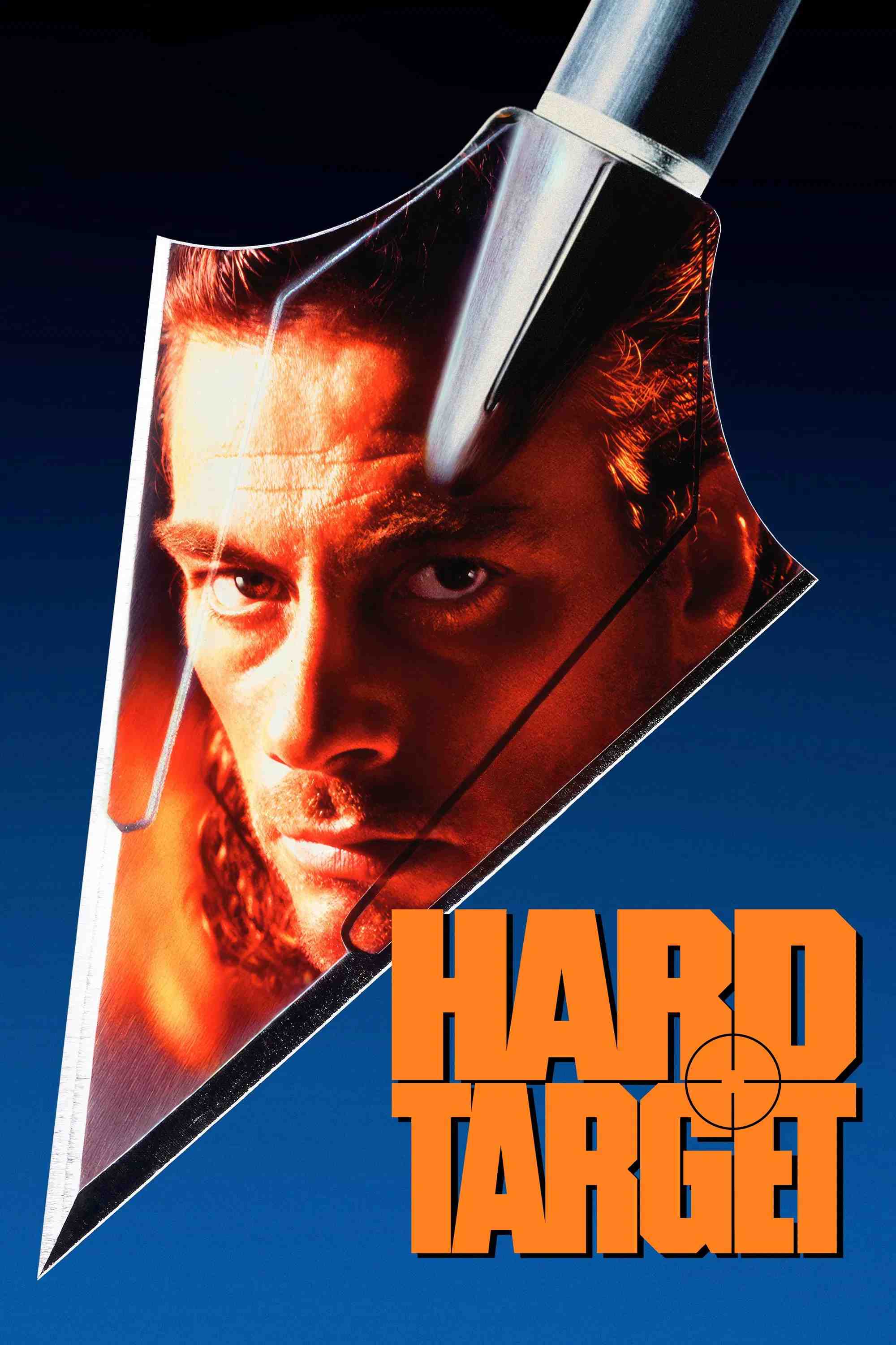 Poster chính thức của phim Phim Hành Động, Phim Giật Gân "Mục Tiêu Khó Diệt" (Hard Target - 1993), với sự tham gia của diễn viên Jean-Claude Van Damme và Arnold Vosloo.