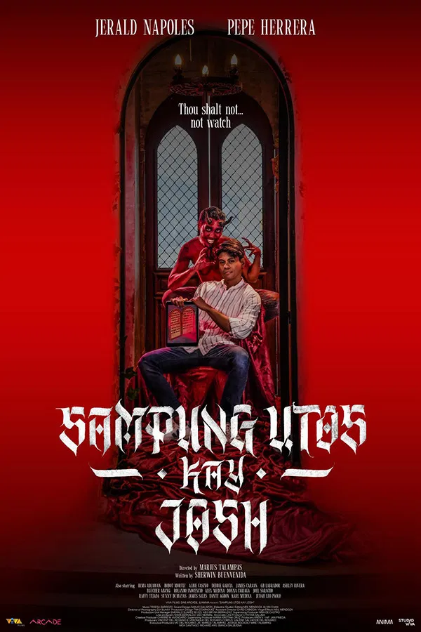 Poster chính thức của phim Phim Hài "Mười Điều Răn cho Josh" (Sampung Utos Kay Josh - 2025), với sự tham gia của diễn viên Jerald Napoles và Pepe Herrera.