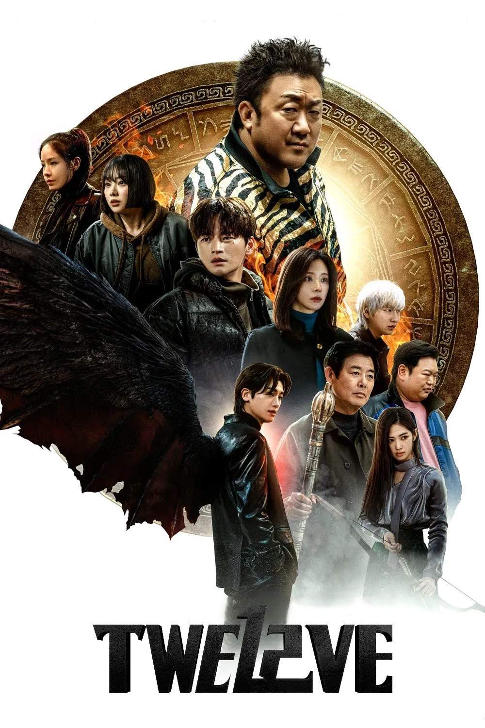 Poster chính thức của phim Phim Viễn Tưởng & Giả Tưởng, Phim Hành Động & Phiêu Lưu "Mười Hai Con Giáp" (Twelve - 2025), với sự tham gia của diễn viên Ma Dong seok và Park Hyung-sik.
