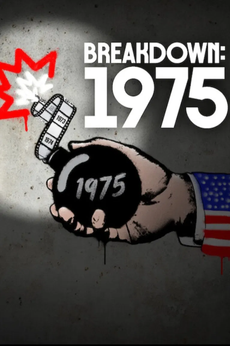 Poster chính thức của phim Phim Tài Liệu "Năm biến động: 1975" (Breakdown: 1975 - 2025), với sự tham gia của diễn viên Jodie Foster và Albert Brooks.