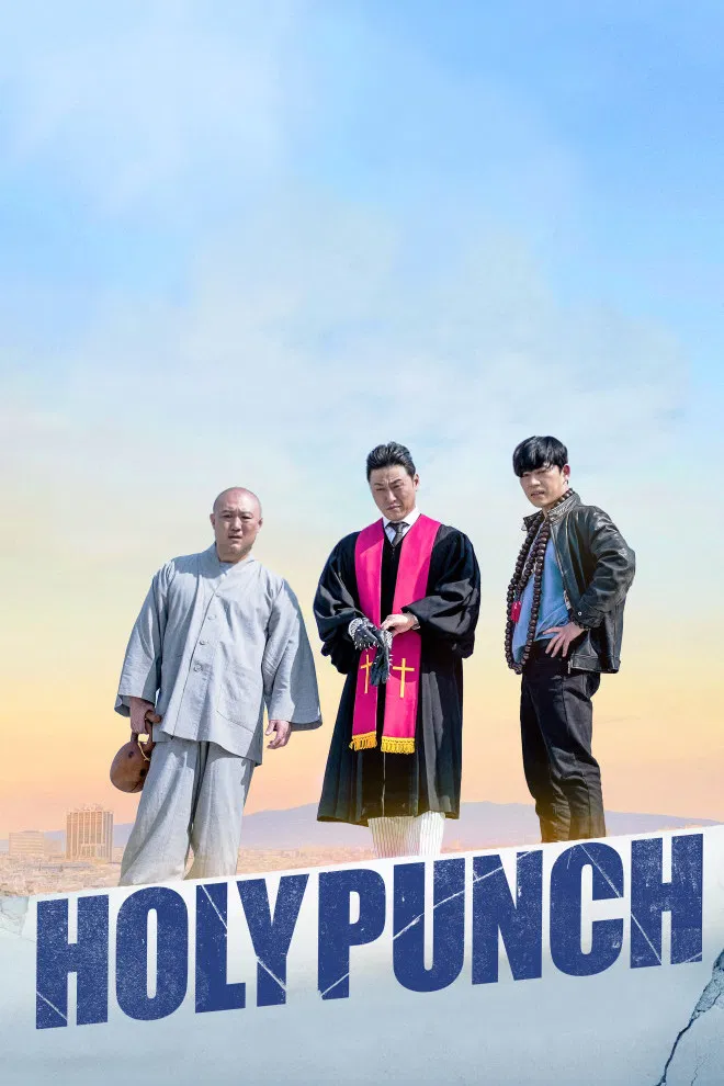 Poster chính thức của phim Phim Hành Động, Phim Hài "Nắm Đấm Trời Ban" (Holy Punch - 2024), với sự tham gia của diễn viên Oh Dae-hwan và Ji Seung-hyun.