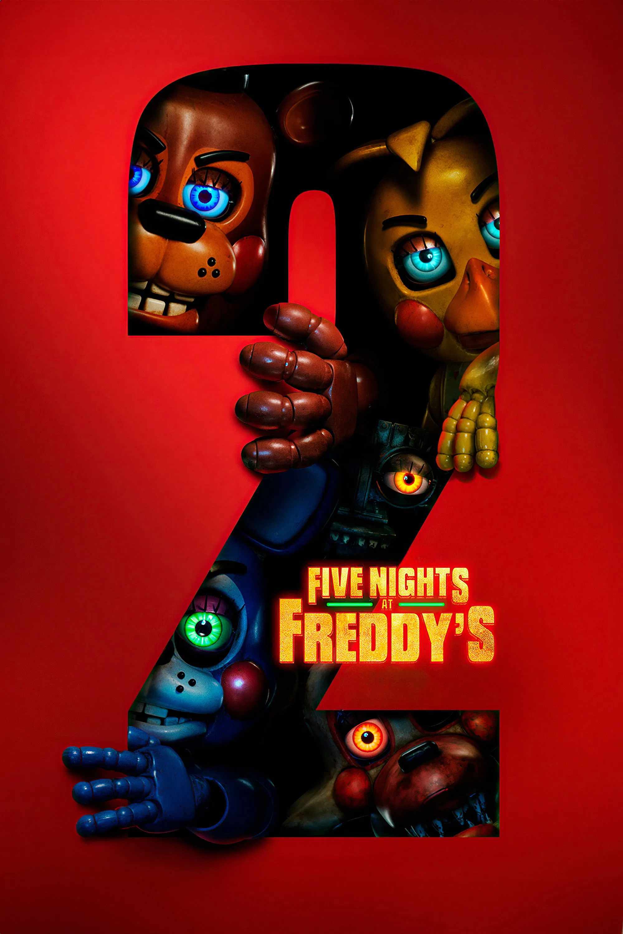 Poster chính thức của phim Phim Kinh Dị, Phim Giật Gân "Năm Đêm Kinh Hoàng 2" (Five Nights at Freddy's 2 - 2025), với sự tham gia của diễn viên Josh Hutcherson và Piper Rubio.
