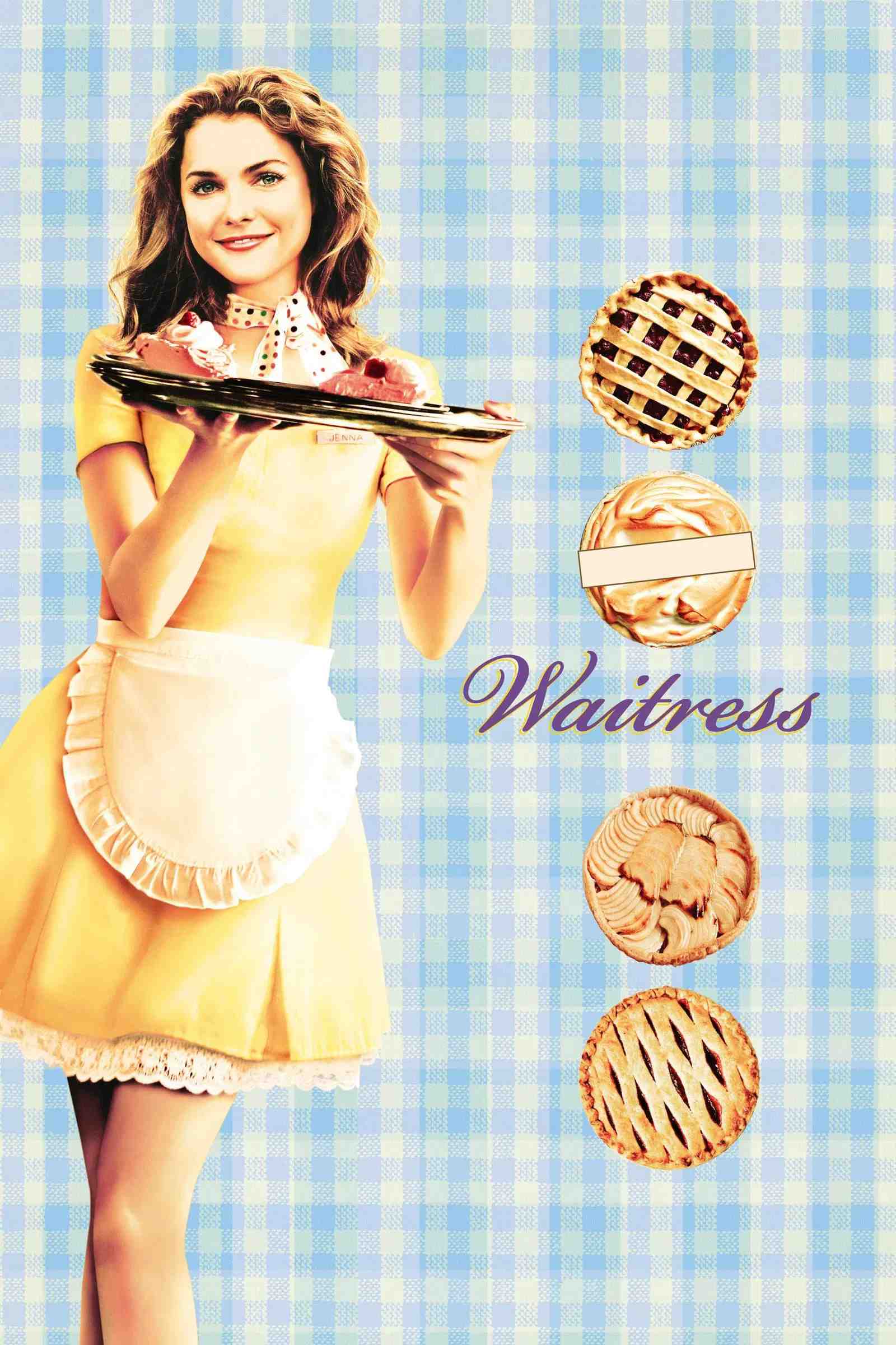 Poster chính thức của phim Phim Tâm Lý, Phim Hài "Nàng Bồi Bàn" (Waitress - 2007), với sự tham gia của diễn viên Keri Russell và Nathan Fillion.