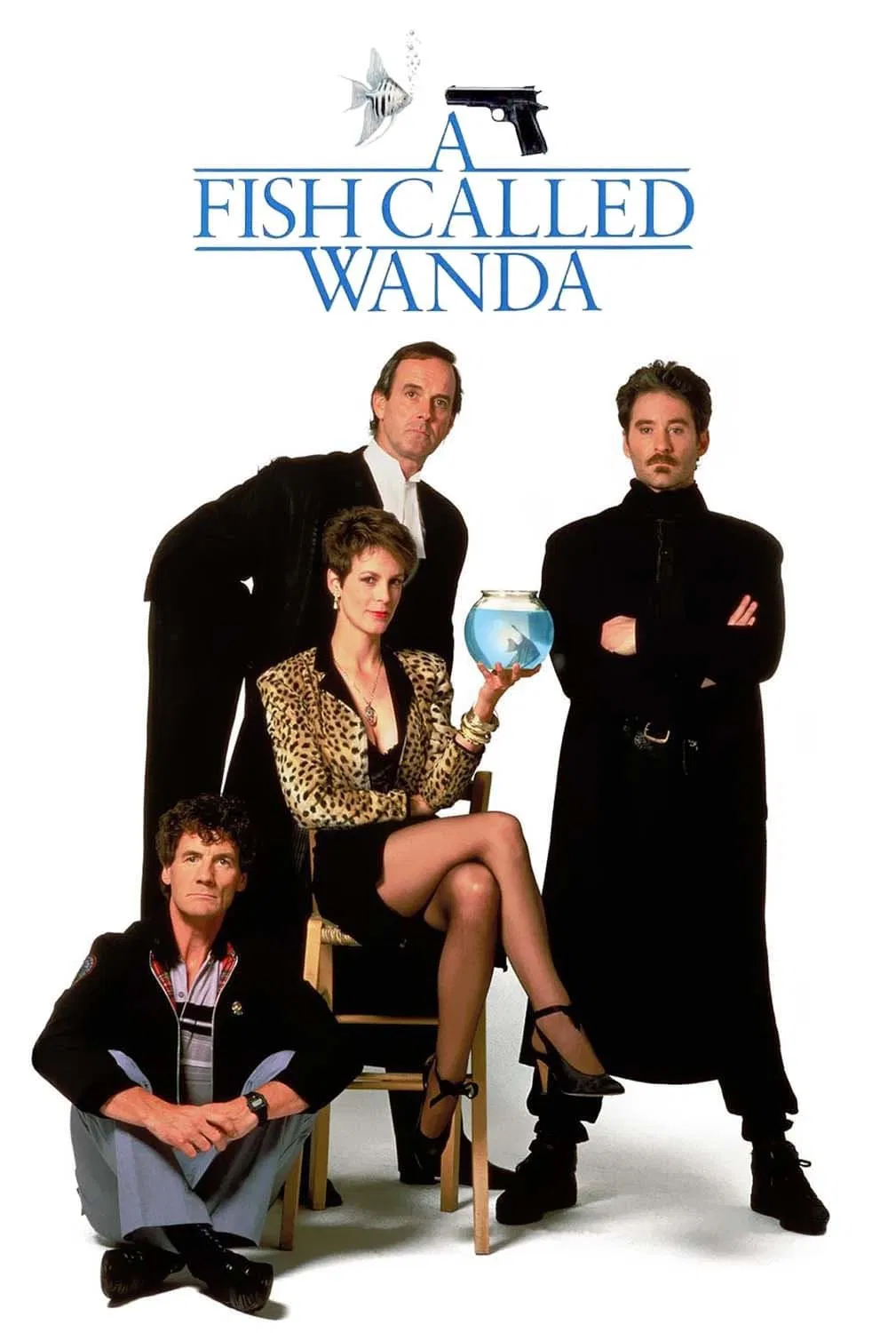 Poster chính thức của phim Phim Hài, Phim Hình Sự "Nàng Chạch Wanda" (A Fish Called Wanda - 1988), với sự tham gia của diễn viên Jamie Lee Curtis và John Cleese.