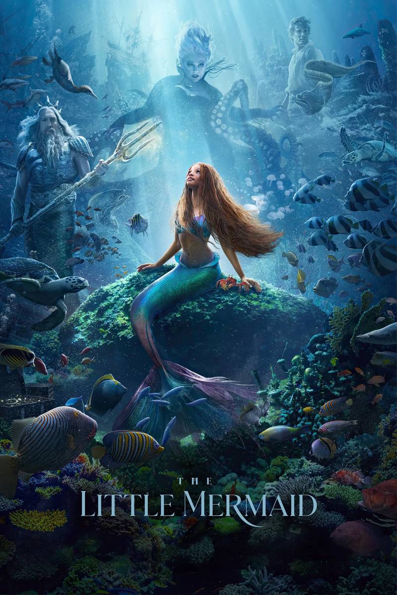 Poster chính thức của phim Phim Phiêu Lưu, Phim Gia Đình "Nàng Tiên Cá" (The Little Mermaid - 2023), với sự tham gia của diễn viên Halle Bailey và Jonah Hauer-King.