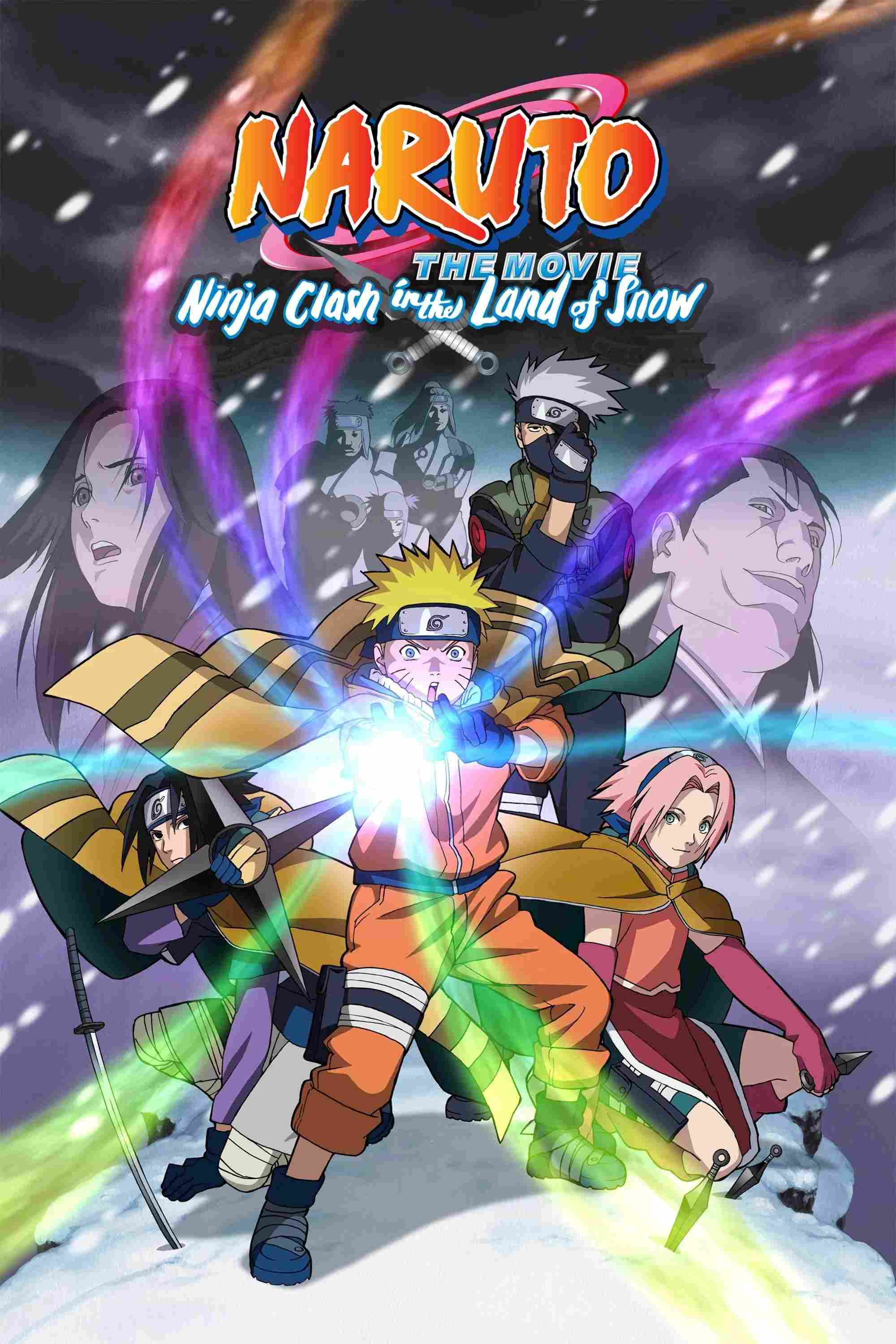 Poster chính thức của phim Phim Hài, Phim Hành Động "Naruto: Cuộc Chiến Ở Tuyết Quốc" (Naruto the Movie: Ninja Clash in the Land of Snow - 2004), với sự tham gia của diễn viên Junko Takeuchi và Chie Nakamura.
