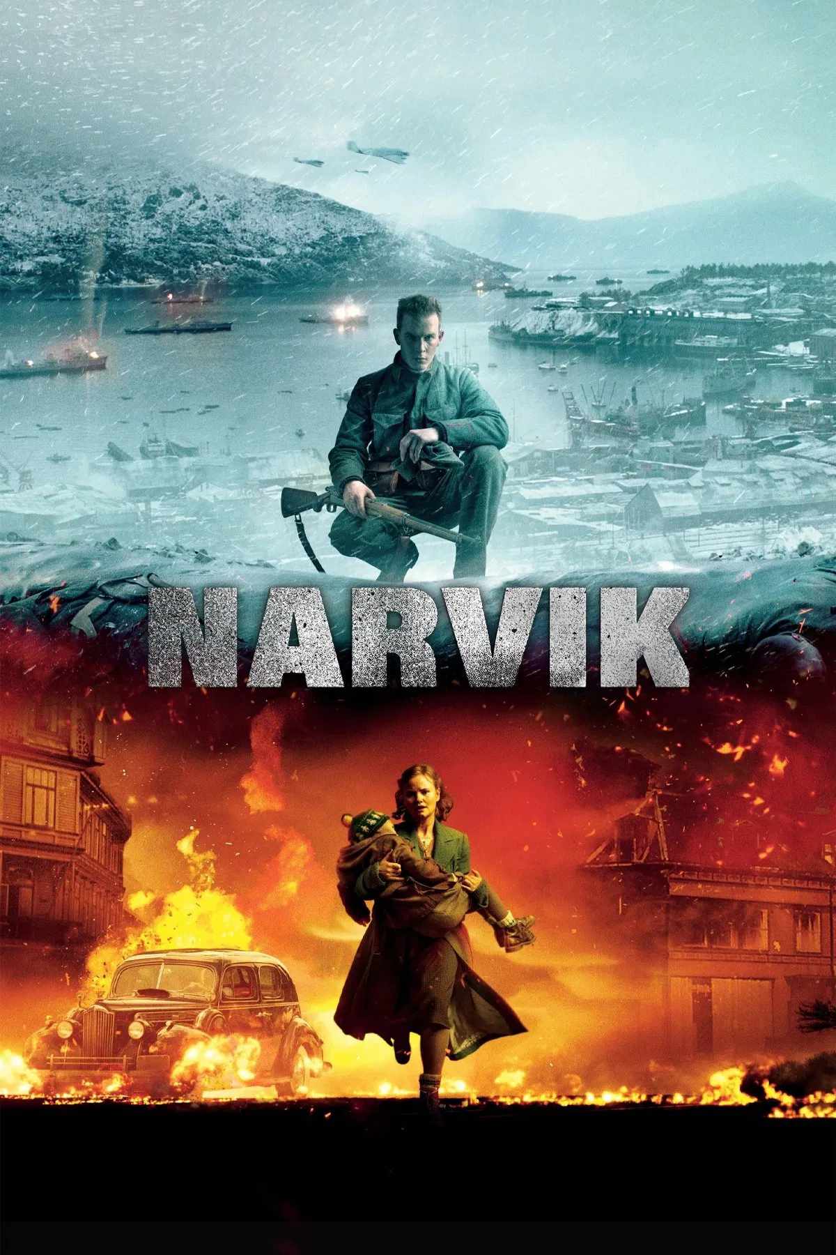 Poster chính thức của phim Phim Chiến Tranh, Phim Tâm Lý "Narvik" (Narvik - 2022), với sự tham gia của diễn viên Kristine Cornelie M. Hartgen và Carl Martin Eggesbø.