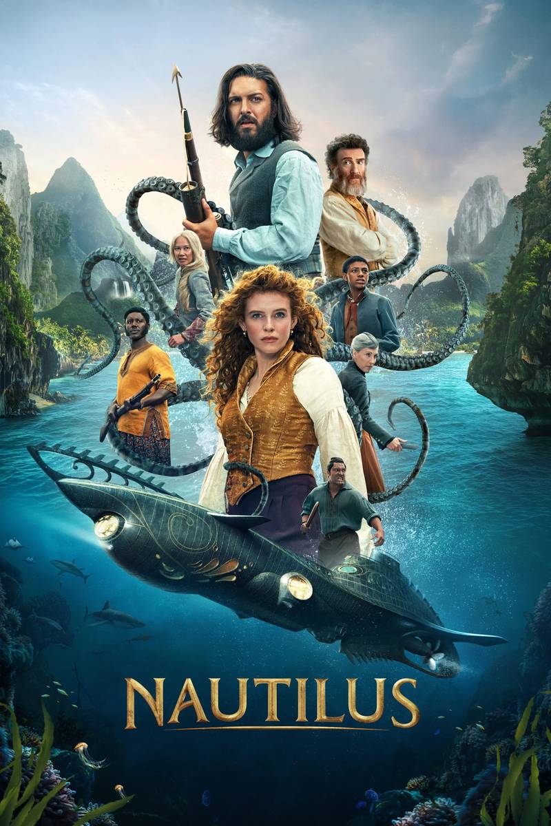 Poster chính thức của phim Phim Tâm Lý, Phim Hành Động & Phiêu Lưu "Nautilus: Hai Vạn Dặm Dưới Đáy Biển" (Nautilus - 2024), với sự tham gia của diễn viên Shazad Latif và Georgia Flood.