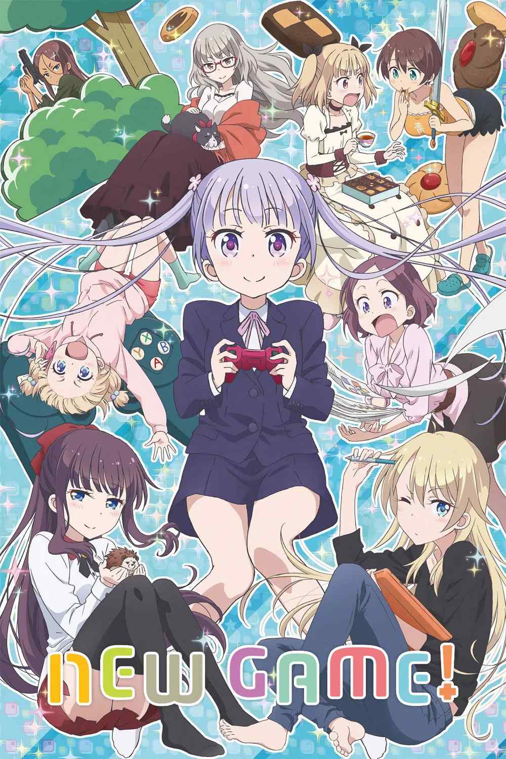 Poster chính thức của phim Phim Hoạt Hình, Phim Hài "NEW GAME!!" (NEW GAME! - 2016), với sự tham gia của diễn viên Yuuki Takada và Yoko Hikasa.