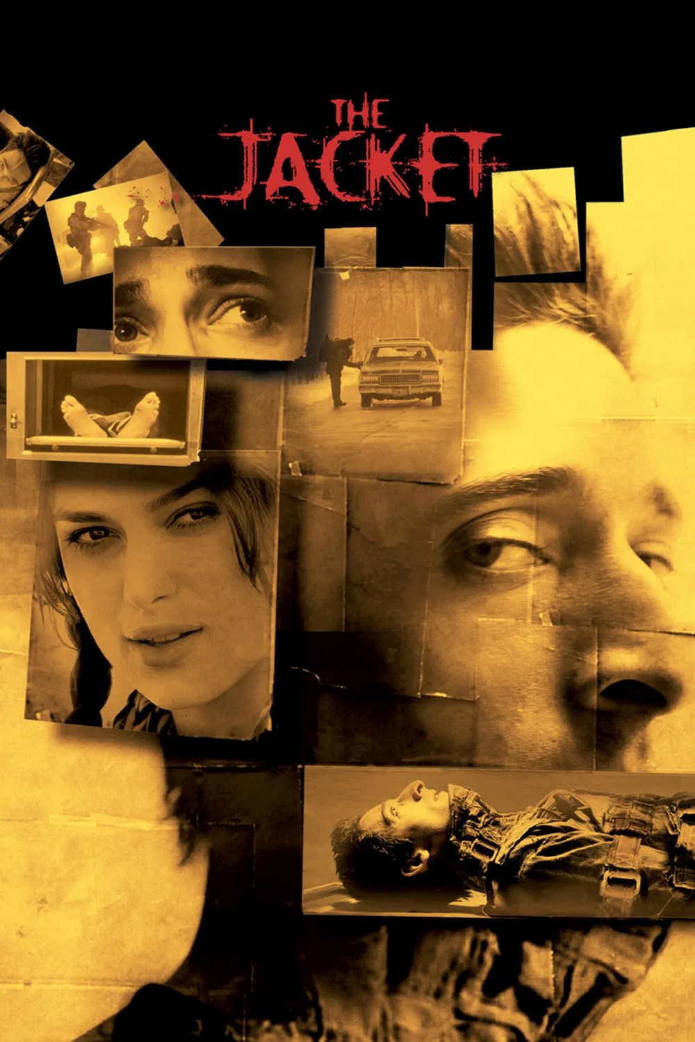 Poster chính thức của phim Phim Tâm Lý, Phim Bí Ẩn "Ngăn Cản Thần Chết" (The Jacket - 2005), với sự tham gia của diễn viên Adrien Brody và Keira Knightley.