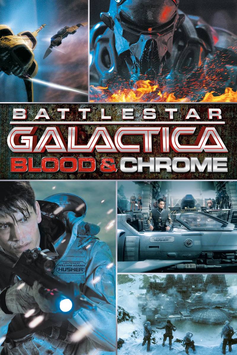 Poster chính thức của phim Phim Viễn Tưởng, Phim Truyền Hình "Ngân Hà Đại Chiến" (Battlestar Galactica: Blood & Chrome - 2012), với sự tham gia của diễn viên Luke Pasqualino và Ben Cotton.