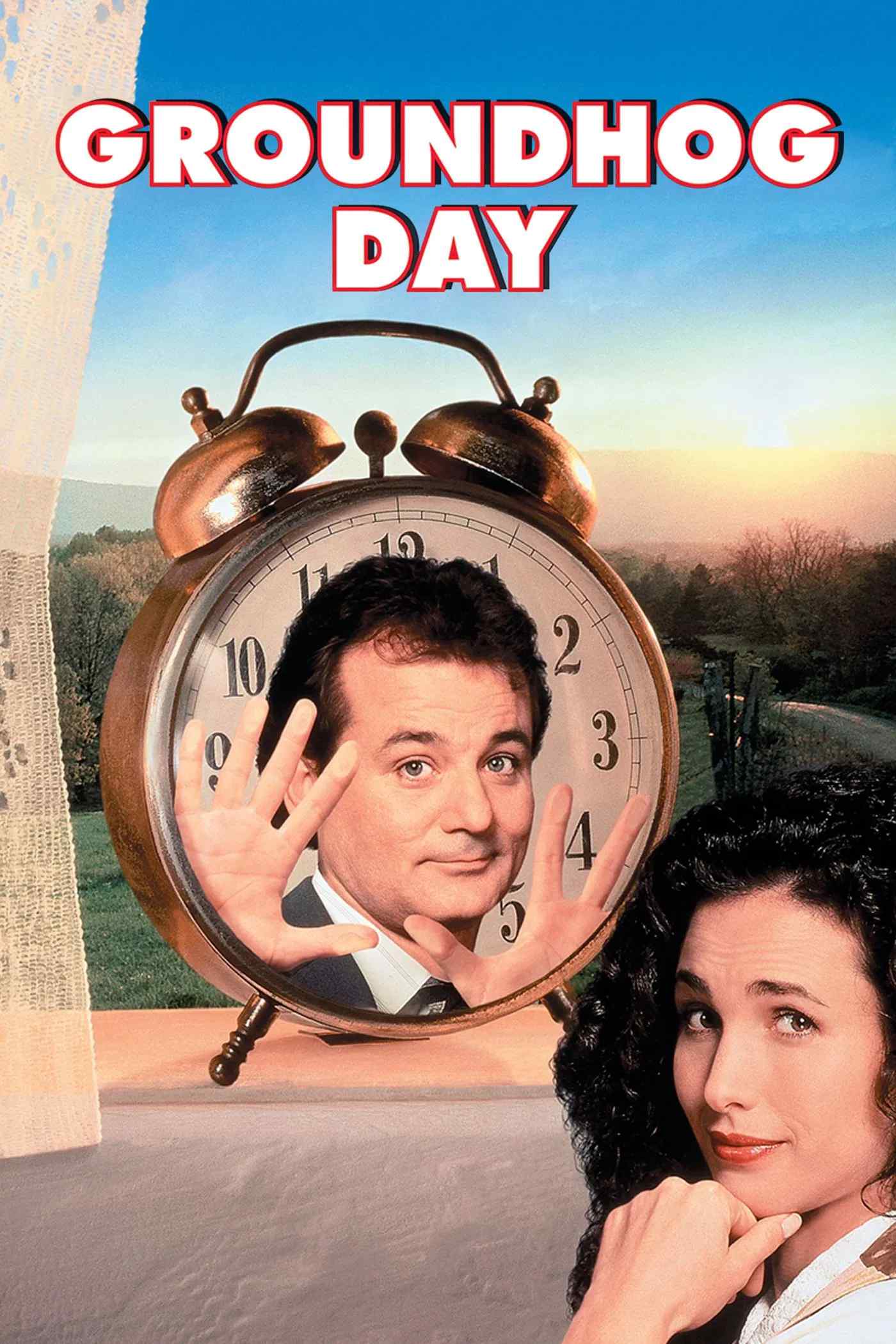 Poster chính thức của phim Phim Tình Cảm, Phim Giả Tượng "Ngày Chuột Chũi" (Groundhog Day - 1993), với sự tham gia của diễn viên Bill Murray và Andie MacDowell.