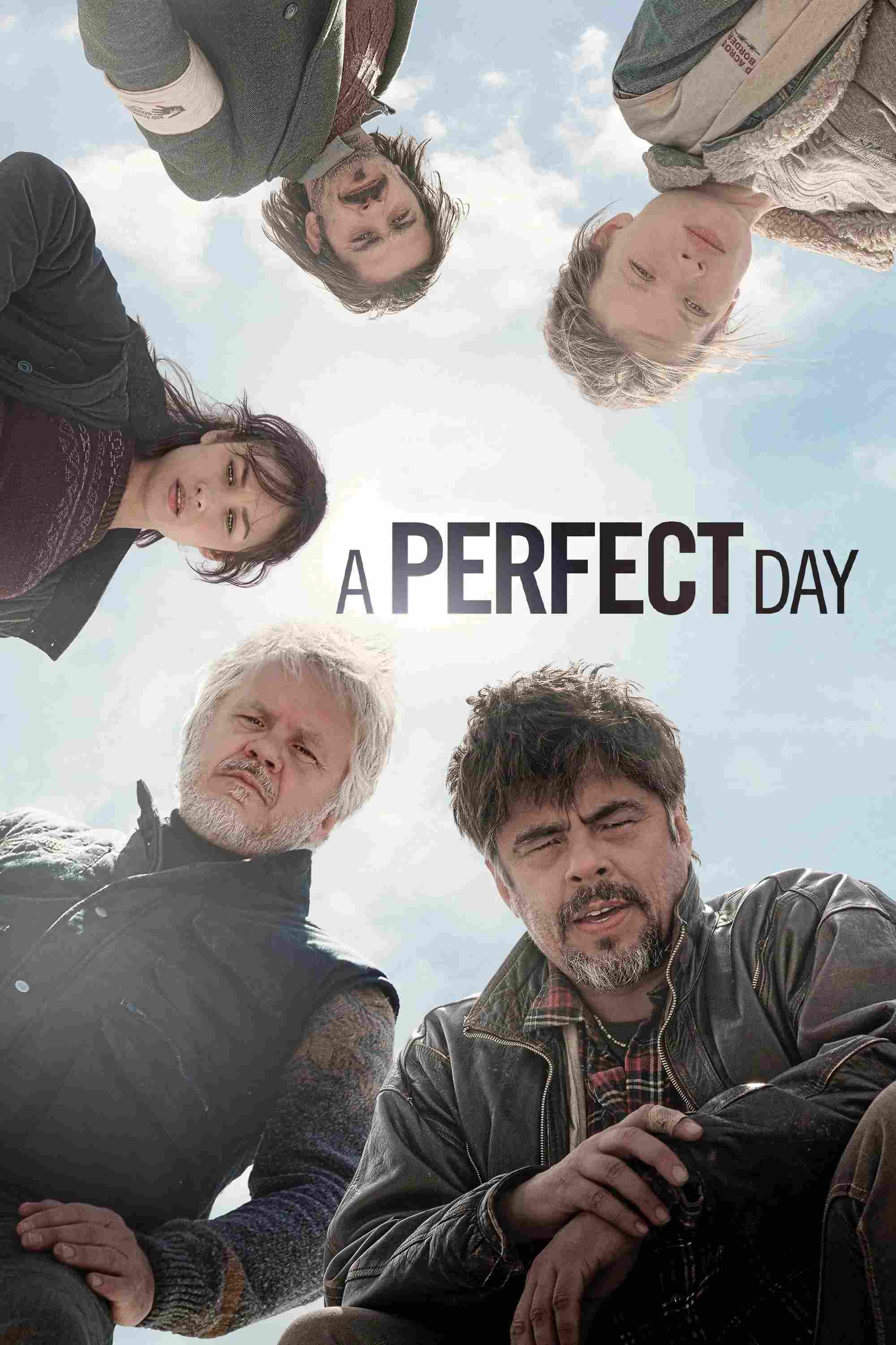 Poster chính thức của phim Phim Hài, Phim Tâm Lý "Ngày Hoàn Hảo" (A Perfect Day - 2015), với sự tham gia của diễn viên Benicio del Toro và Tim Robbins.
