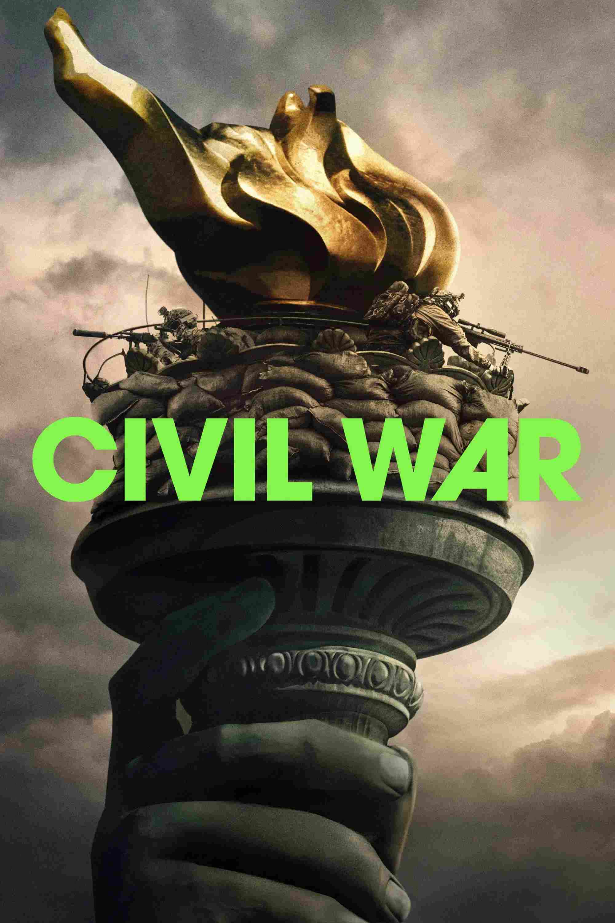 Poster chính thức của phim Phim Chiến Tranh, Phim Hành Động "Ngày Tàn Của Đế Quốc" (Civil War - 2024), với sự tham gia của diễn viên Kirsten Dunst và Wagner Moura.