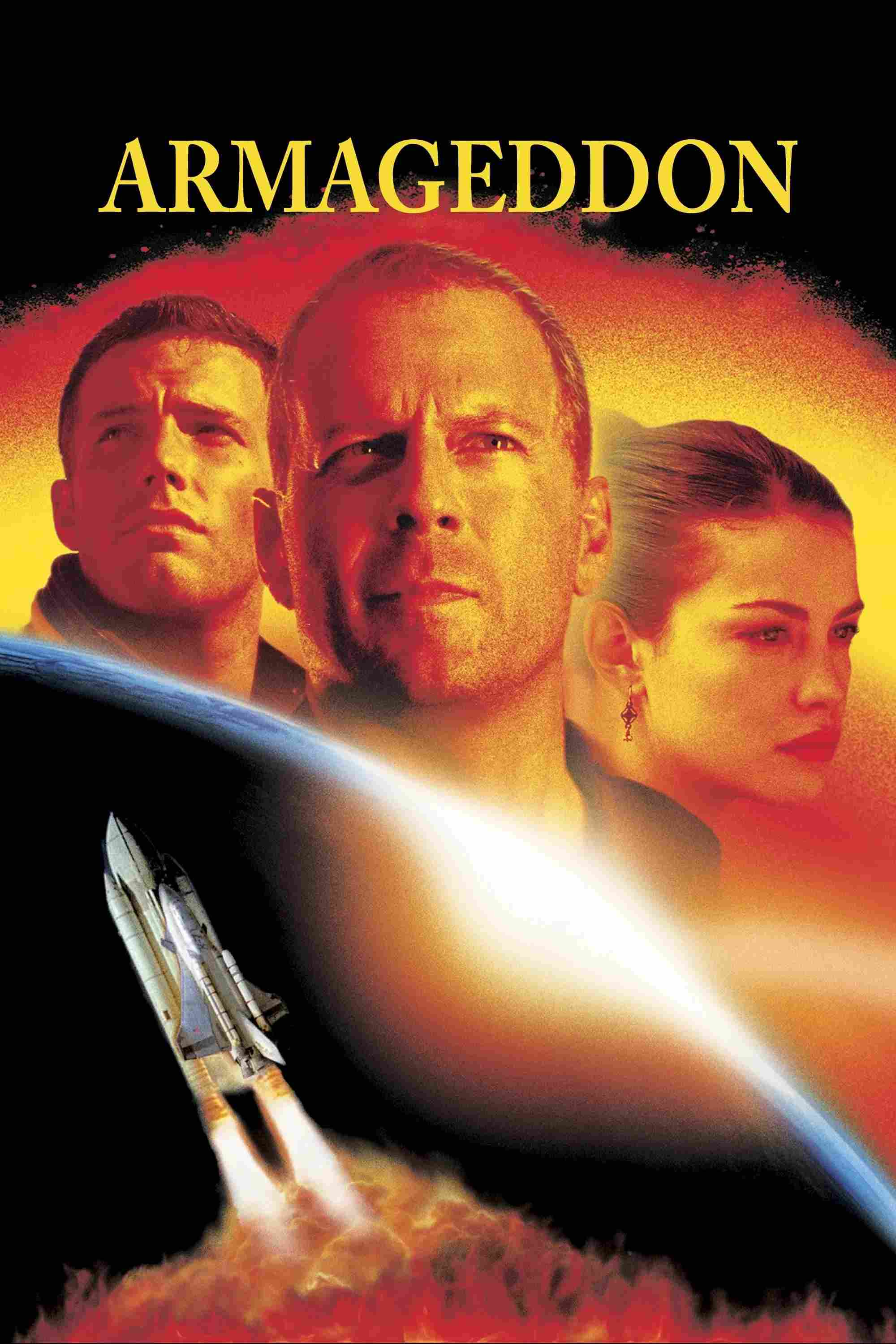 Poster chính thức của phim Phim Hành Động, Phim Giật Gân "Ngày Tận Thế" (Armageddon - 1998), với sự tham gia của diễn viên Bruce Willis và Billy Bob Thornton.