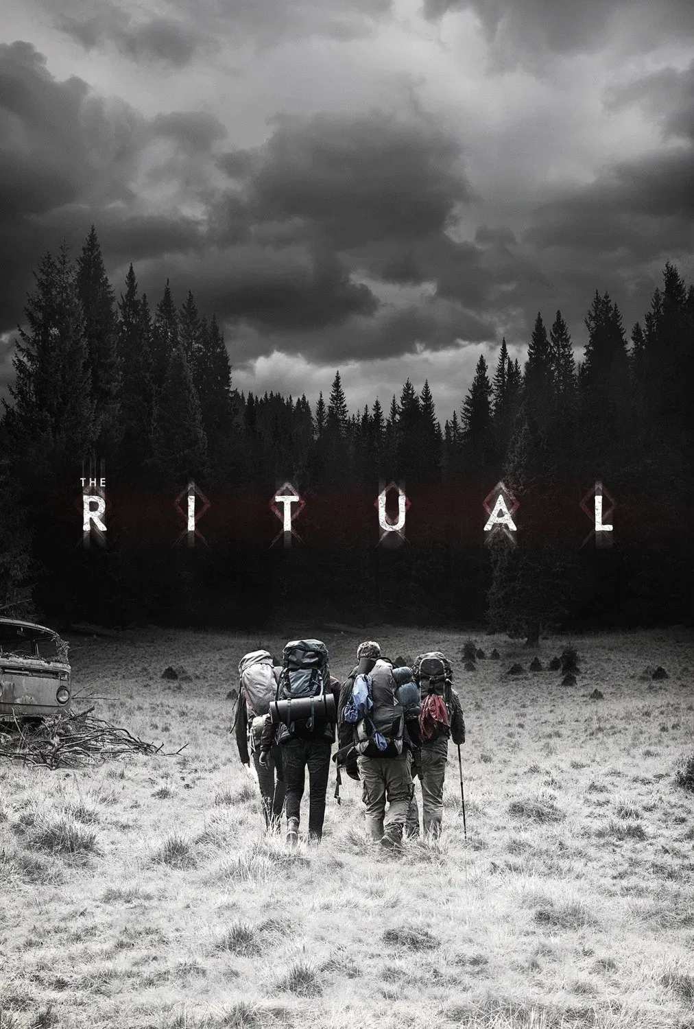 Poster chính thức của phim Phim Kinh Dị, Phim Bí Ẩn "Nghi Lễ Tế Thần" (The Ritual - 2017), với sự tham gia của diễn viên Rafe Spall và Arsher Ali.
