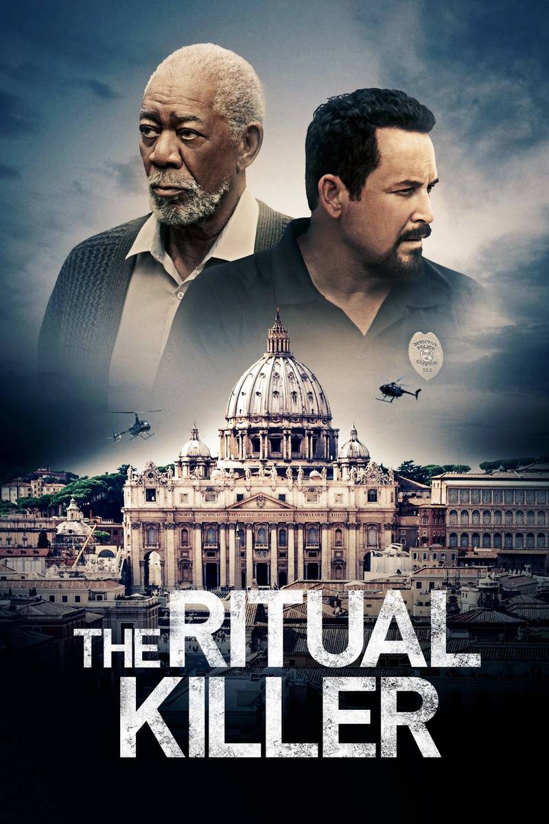 Poster chính thức của phim Phim Bí Ẩn, Phim Giật Gân "Nghi Thức Tử Thần" (The Ritual Killer - 2023), với sự tham gia của diễn viên Morgan Freeman và Cole Hauser.