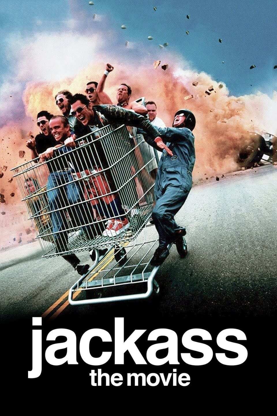 Poster chính thức của phim Phim Hành Động, Phim Hài "Nghịch Dại: Bản Phim Điện Ảnh" (Jackass: The Movie - 2002), với sự tham gia của diễn viên Johnny Knoxville và Bam Margera.