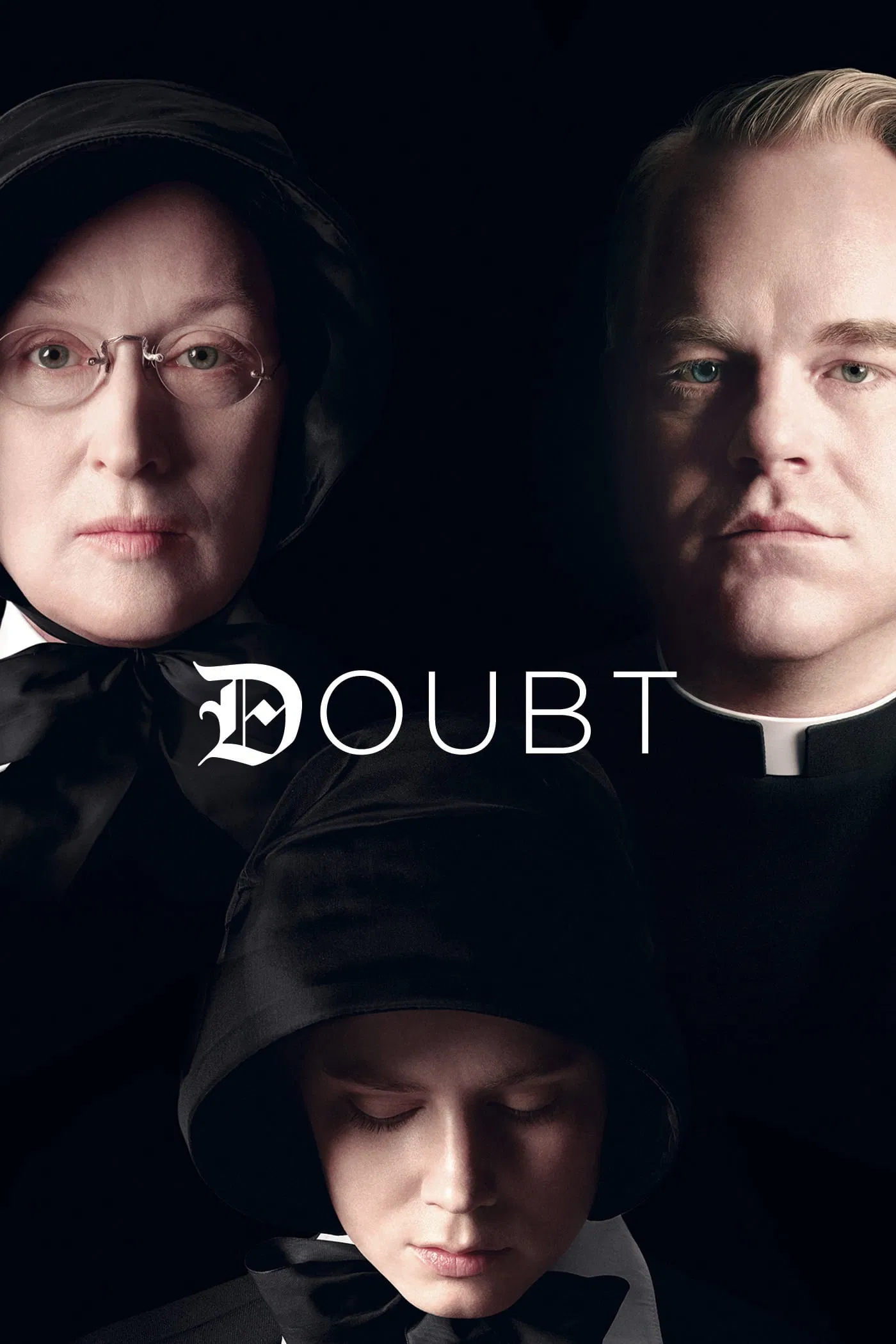 Poster chính thức của phim Phim Tâm Lý "Ngờ Vực" (Doubt - 2008), với sự tham gia của diễn viên Meryl Streep và Philip Seymour Hoffman.