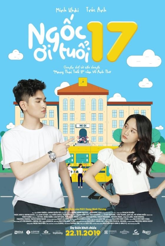 Poster chính thức của phim "Ngốc Ơi Tuổi 17" (Ngốc Ơi Tuổi 17 - 2019), với sự tham gia của diễn viên Trúc Anh và Hữu Châu.