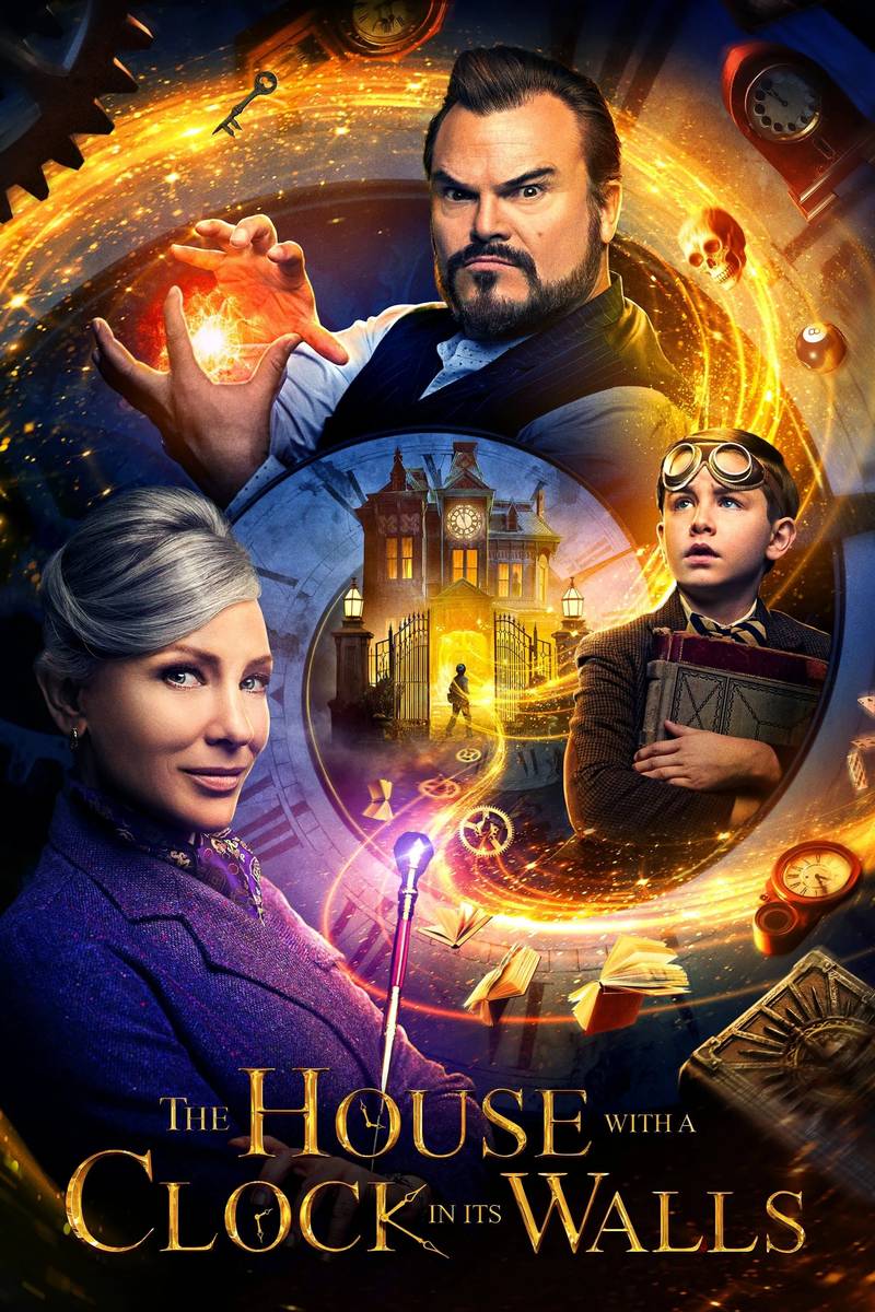 Poster chính thức của phim Phim Hài, Phim Giả Tượng "Ngôi Nhà Có Chiếc Đồng Hồ Ma Thuật" (The House with a Clock in Its Walls - 2018), với sự tham gia của diễn viên Jack Black và Cate Blanchett.