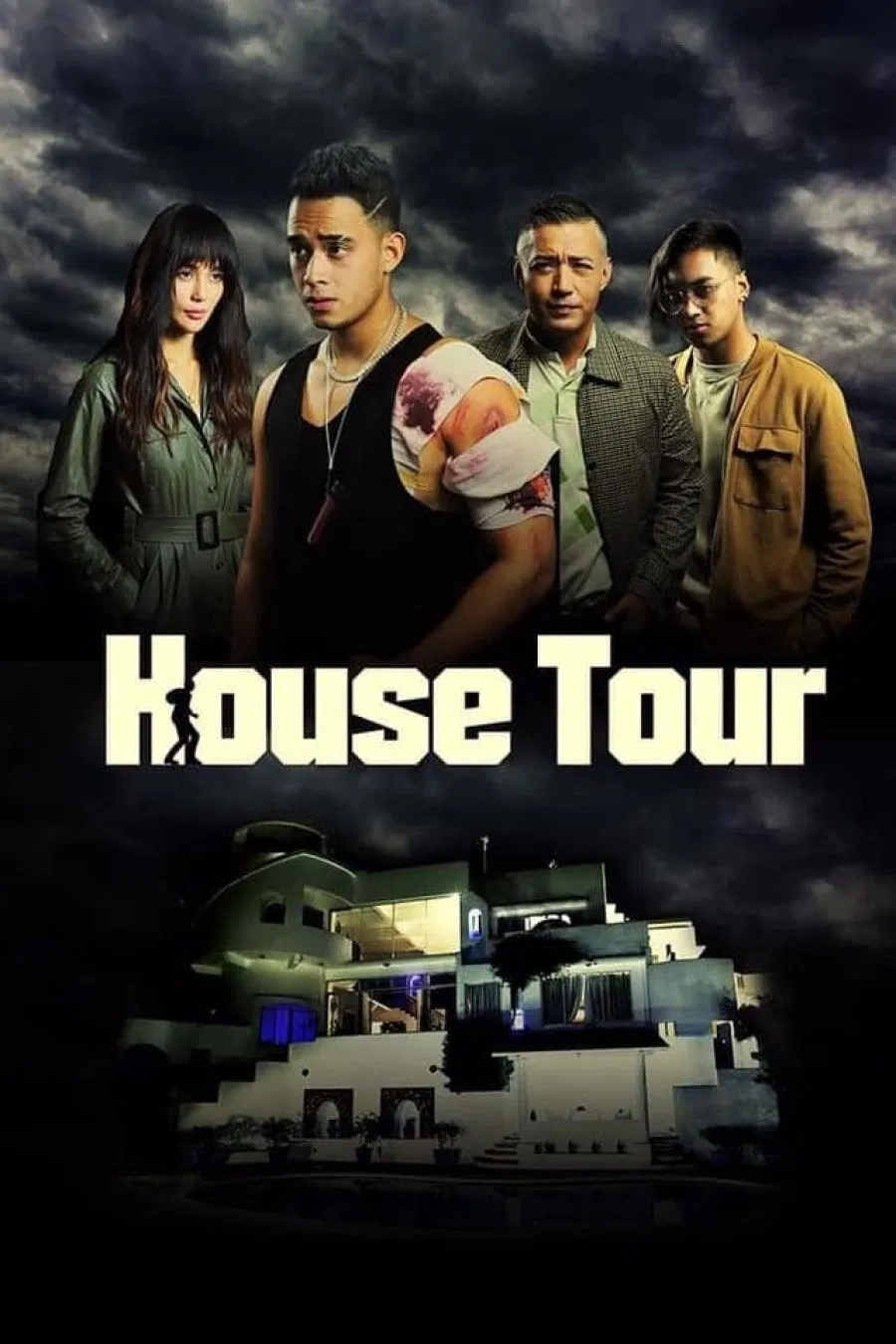 Poster chính thức của phim Phim Giật Gân "Ngồi Nhà Đẫm Máu" (House Tour - 2021), với sự tham gia của diễn viên Cindy Miranda và Diego Loyzaga.