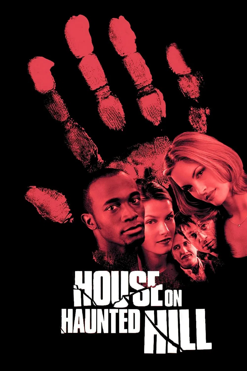 Poster chính thức của phim Phim Kinh Dị "Ngôi Nhà Trên Đồi Quỷ Ám" (House on Haunted Hill - 1999), với sự tham gia của diễn viên Geoffrey Rush và Famke Janssen.