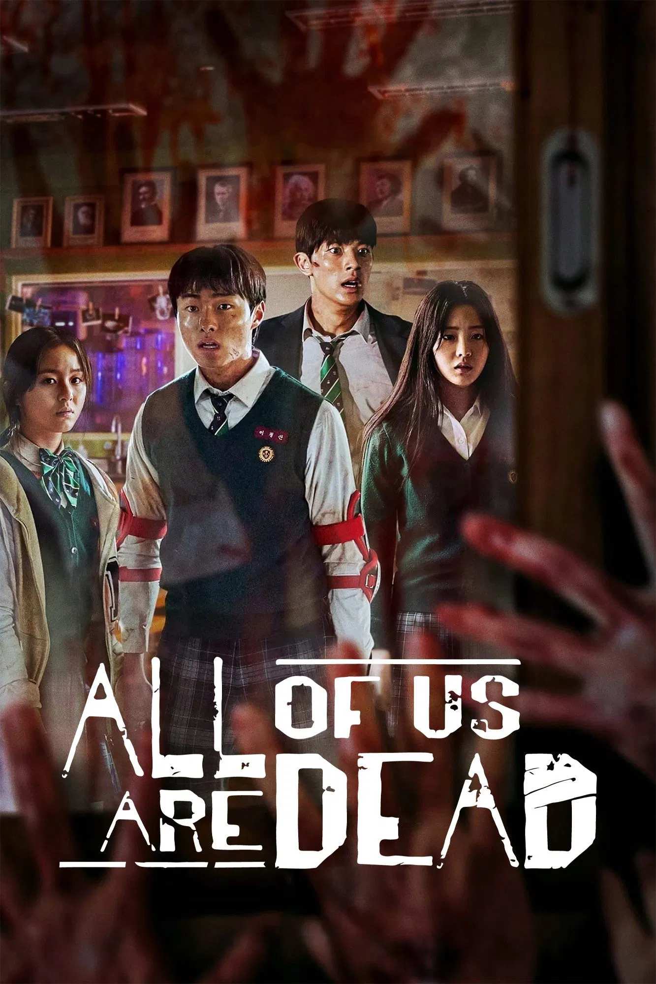 Poster chính thức của phim Phim Hành Động & Phiêu Lưu, Phim Tâm Lý "Ngôi Trường Xác Sống" (All of Us Are Dead - 2022), với sự tham gia của diễn viên Park Ji-hu và Yoon Chan-young.