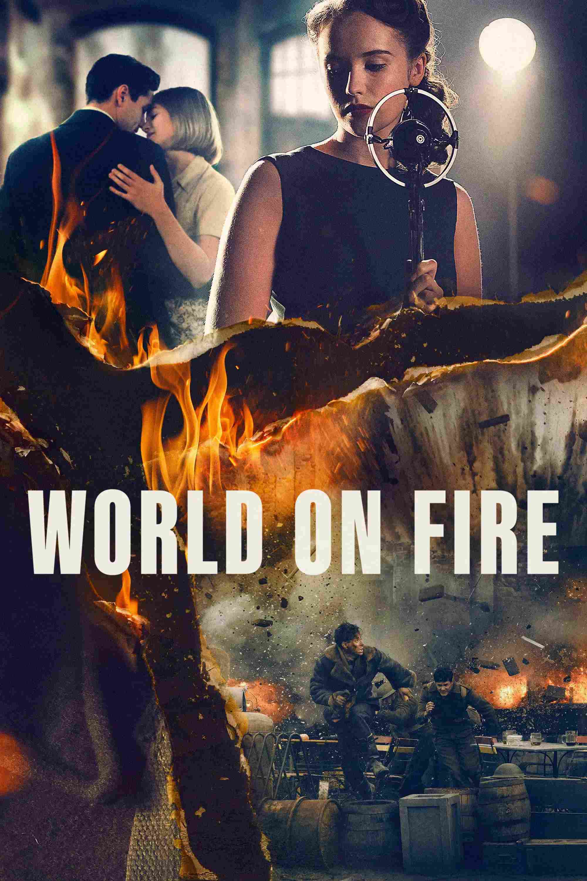 Poster chính thức của phim Phim Tâm Lý, Phim Chiến Tranh & Chính Trị "Ngọn lửa Thế chiến" (World on Fire - 2019), với sự tham gia của diễn viên Jonah Hauer-King và Julia Brown.