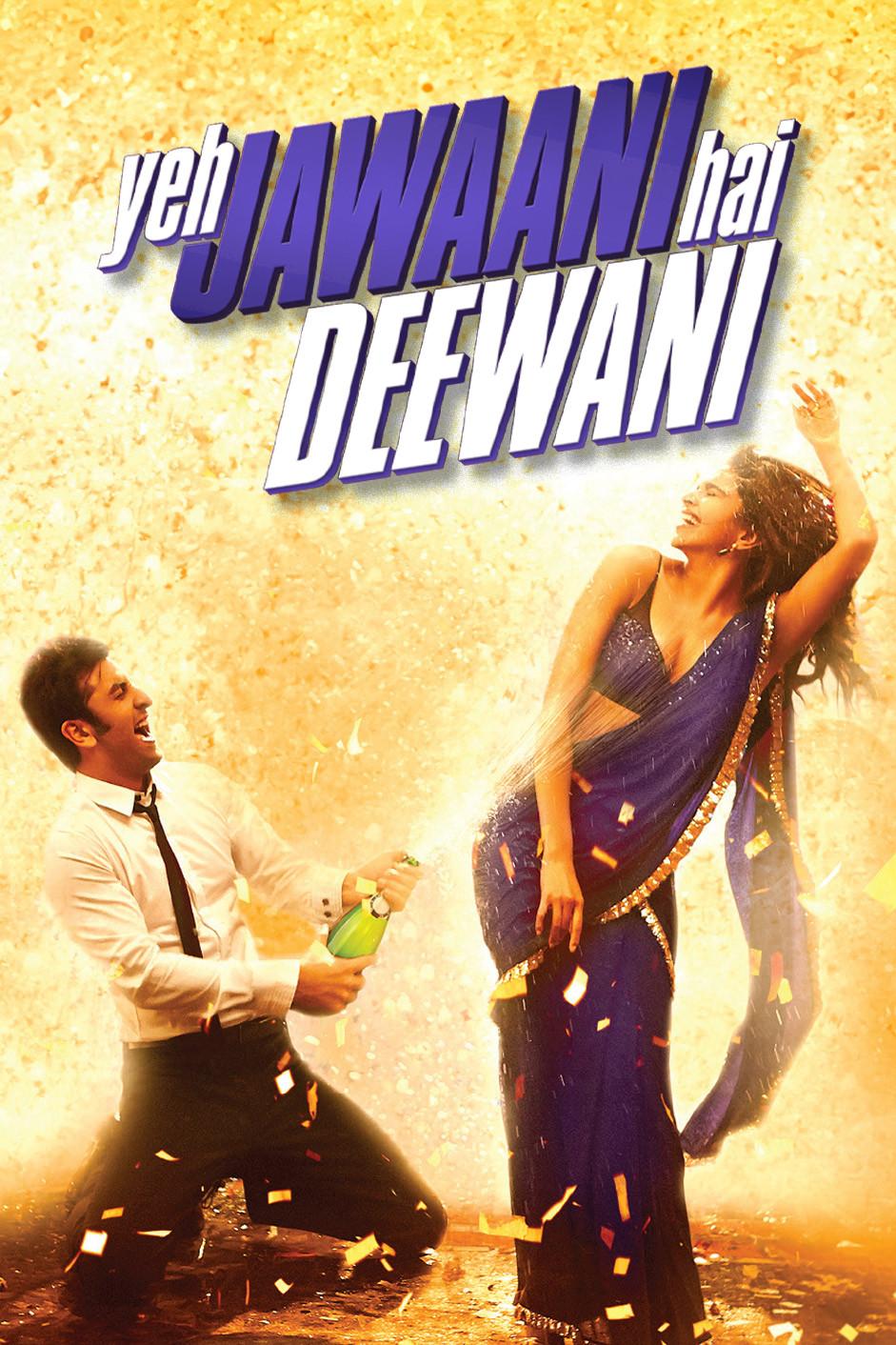 Poster chính thức của phim Phim Tình Cảm, Phim Hài "Ngọn Lửa Tuổi Trẻ" (Yeh Jawaani Hai Deewani - 2013), với sự tham gia của diễn viên Ranbir Kapoor và Deepika Padukone.