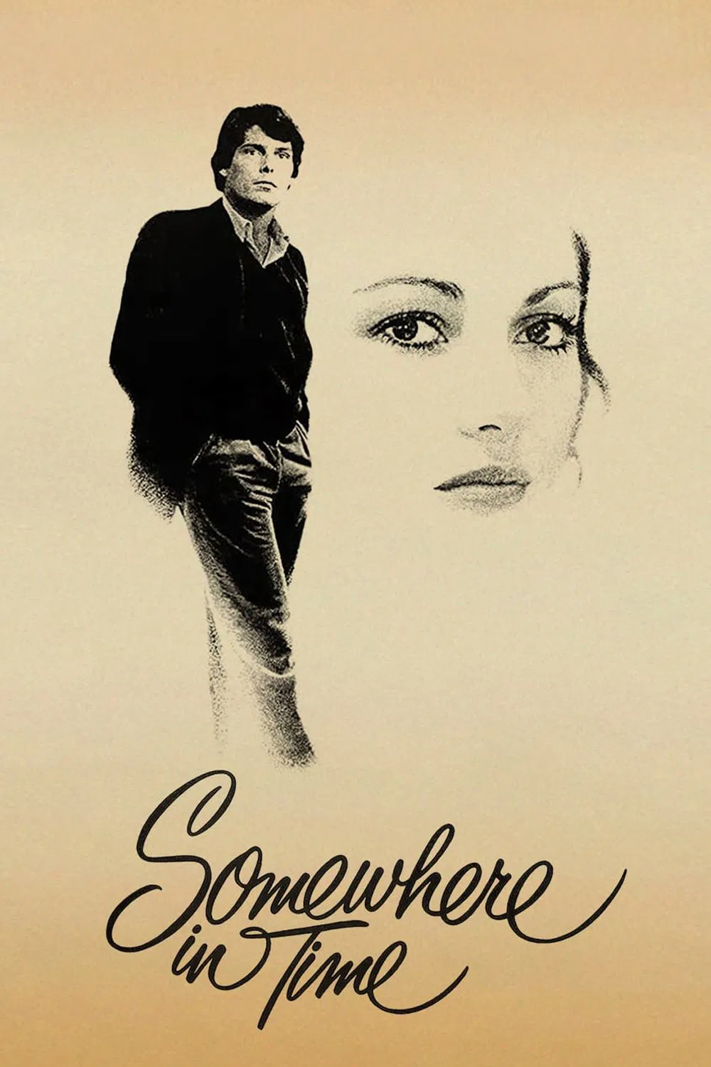 Poster chính thức của phim Phim Tâm Lý, Phim Giả Tượng "Ngược Dòng Thời Gian" (Somewhere in Time - 1980), với sự tham gia của diễn viên Christopher Reeve và Jane Seymour.