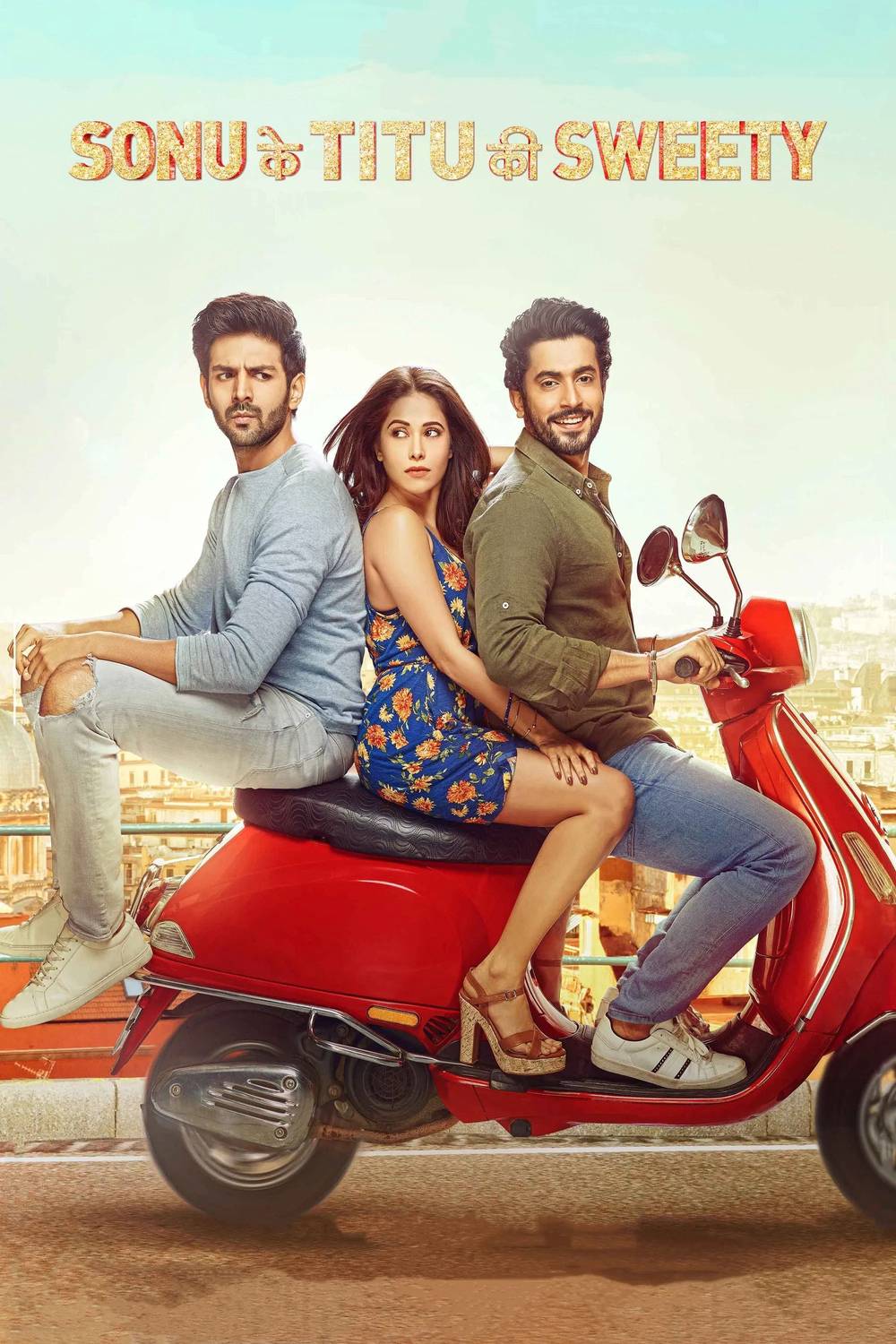 Poster chính thức của phim Phim Tình Cảm, Phim Hài "Người Ấy Và Tôi, Em Chọn Ai" (Sonu Ke Titu Ki Sweety - 2018), với sự tham gia của diễn viên Kartik Aaryan và Nushrratt Bharuccha.