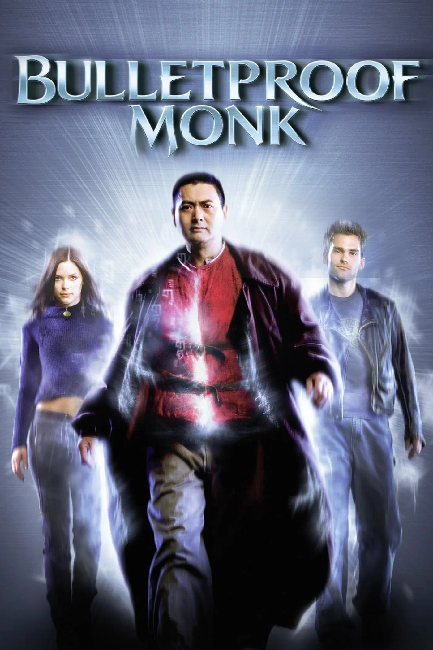 Poster chính thức của phim Phim Hành Động, Phim Hài "Người Bảo Vệ Kinh Thánh" (Bulletproof Monk - 2003), với sự tham gia của diễn viên Châu Nhuận Phát và Seann William Scott.