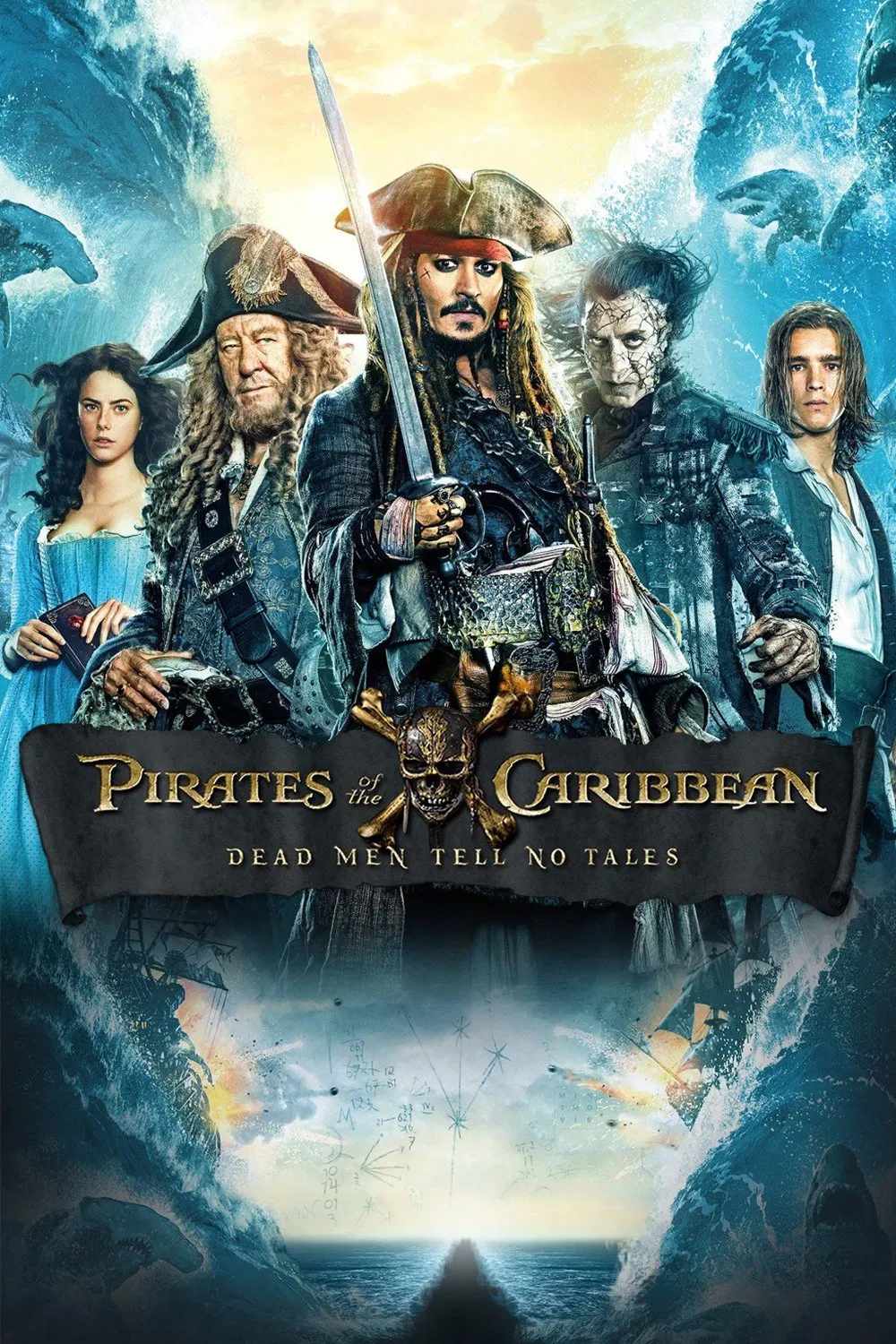 Poster chính thức của phim Phim Phiêu Lưu, Phim Hành Động "Người Chết 2" (Pirates of the Caribbean: Dead Men Tell No Tales - 2017), với sự tham gia của diễn viên Johnny Depp và Javier Bardem.