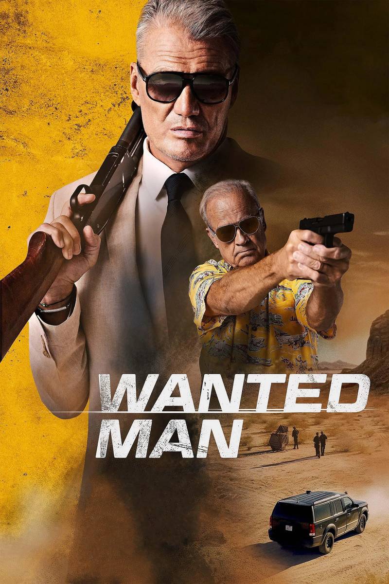 Poster chính thức của phim Phim Hành Động "Người đàn ông bị truy nã" (Wanted Man - 2024), với sự tham gia của diễn viên Dolph Lundgren và Christina Villa.