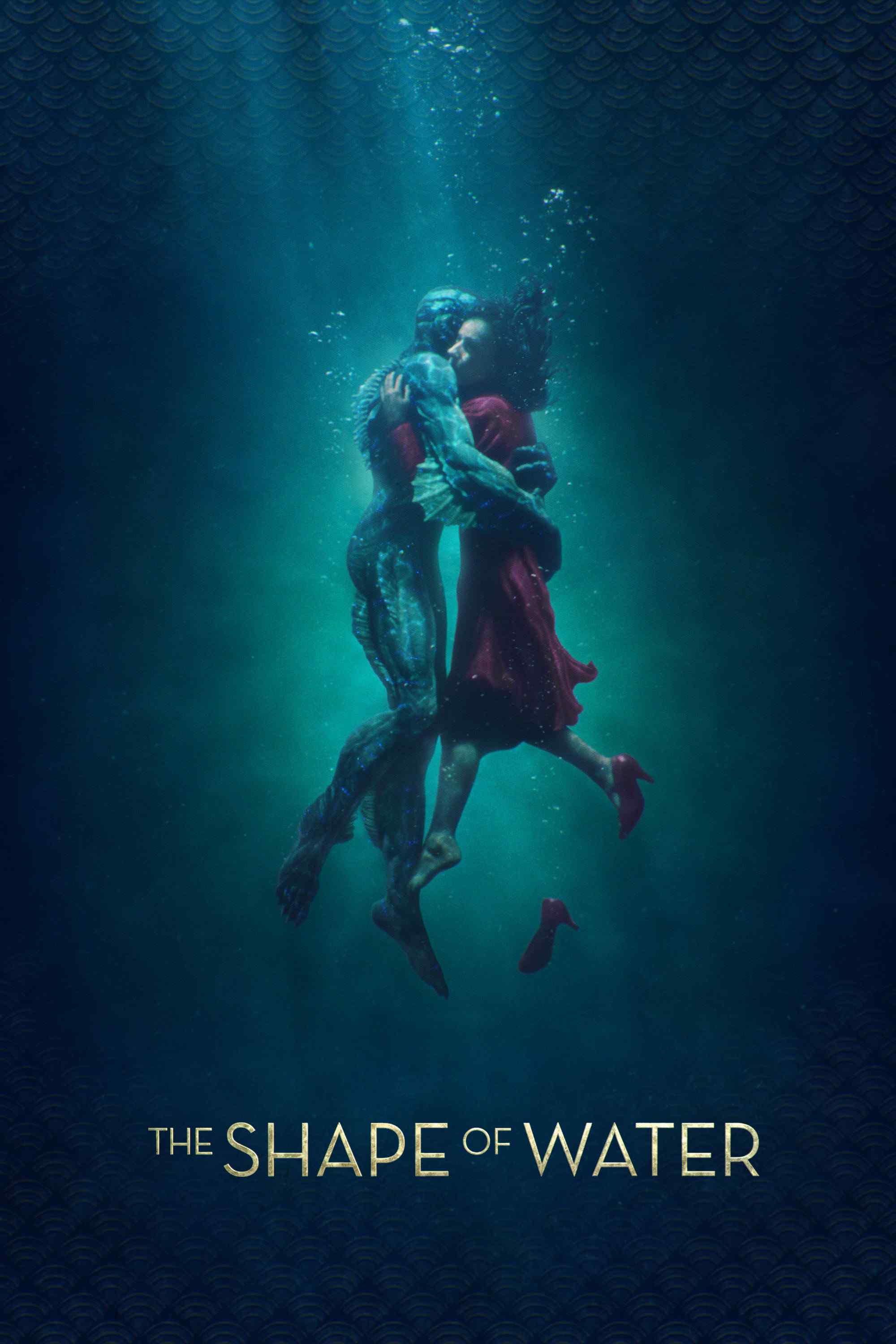 Poster chính thức của phim Phim Tâm Lý, Phim Giả Tượng "Người Đẹp và Thủy Quái" (The Shape of Water - 2017), với sự tham gia của diễn viên Sally Hawkins và Michael Shannon.