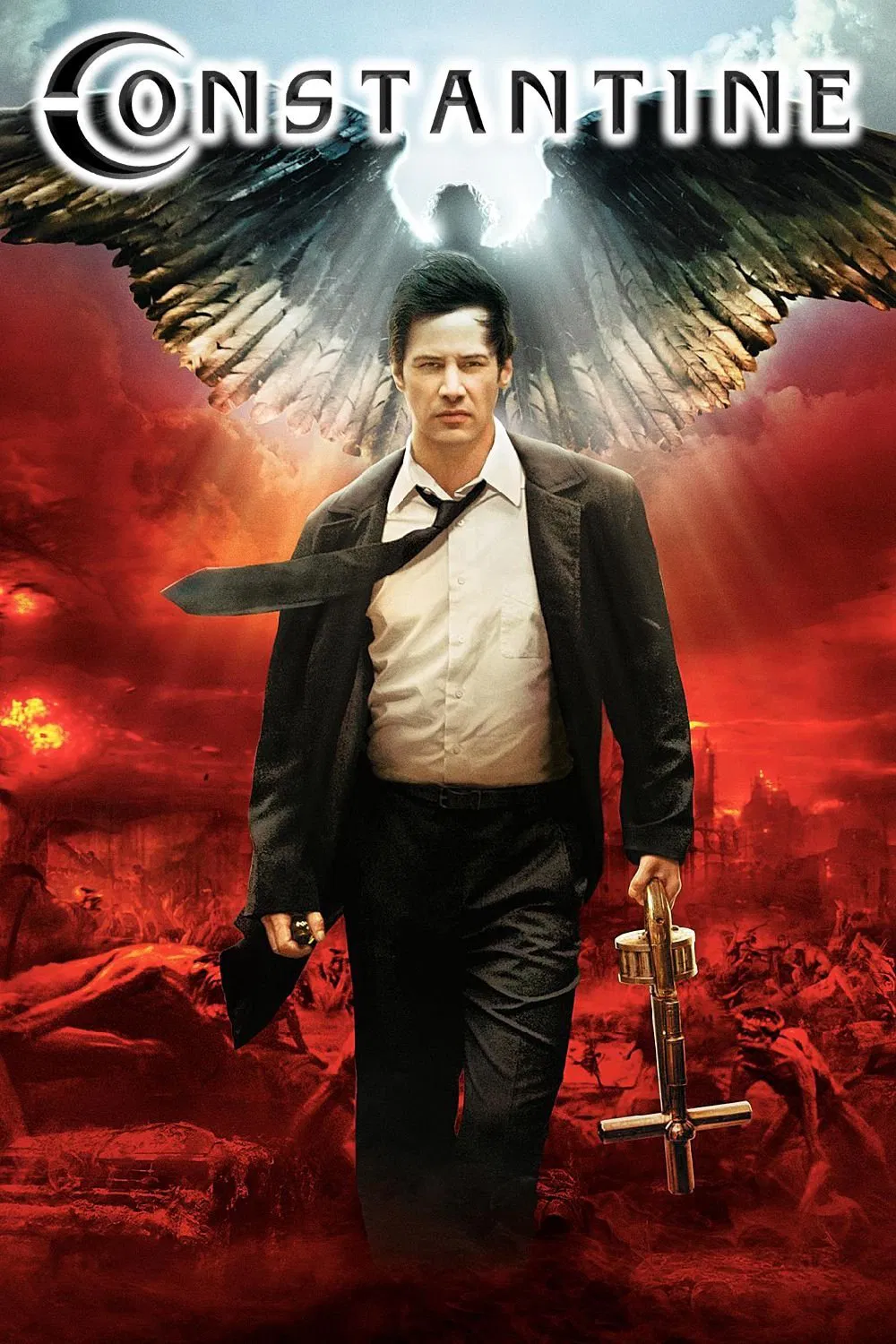 Poster chính thức của phim Phim Giả Tượng, Phim Hành Động "Người Đi Dưới Địa Ngục" (Constantine - 2005), với sự tham gia của diễn viên Keanu Reeves và Rachel Weisz.