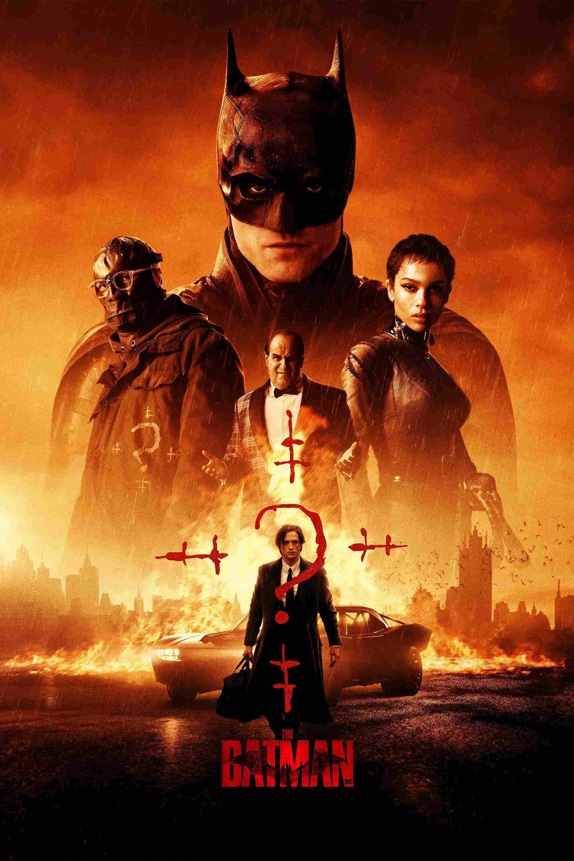 Poster chính thức của phim Phim Hình Sự, Phim Bí Ẩn "Người Dơi" (The Batman - 2022), với sự tham gia của diễn viên Robert Pattinson và Zoë Kravitz.