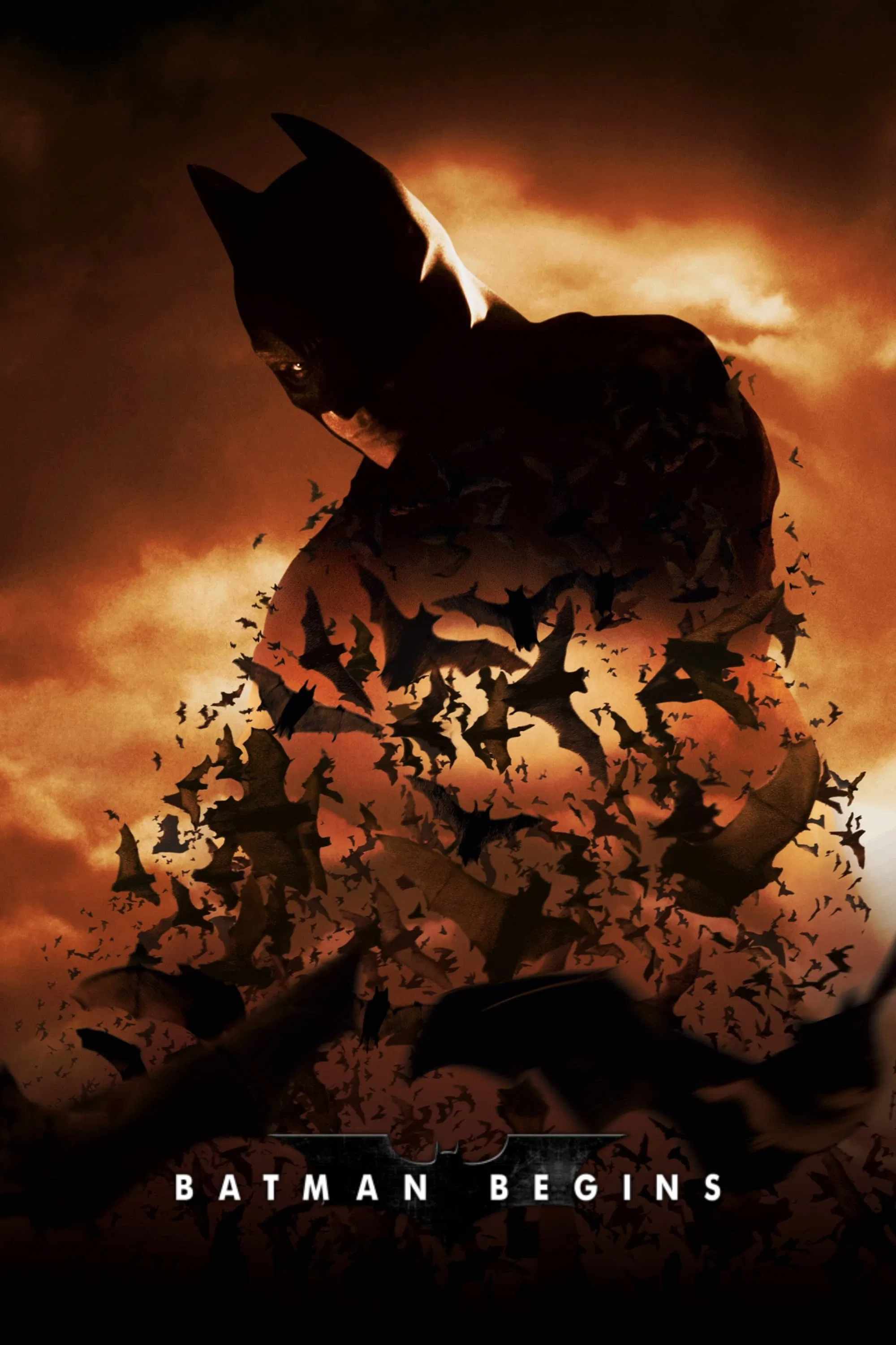 Poster chính thức của phim Phim Tâm Lý, Phim Hình Sự "Người Dơi Xuất Hiện" (Batman Begins - 2005), với sự tham gia của diễn viên Christian Bale và Michael Caine.