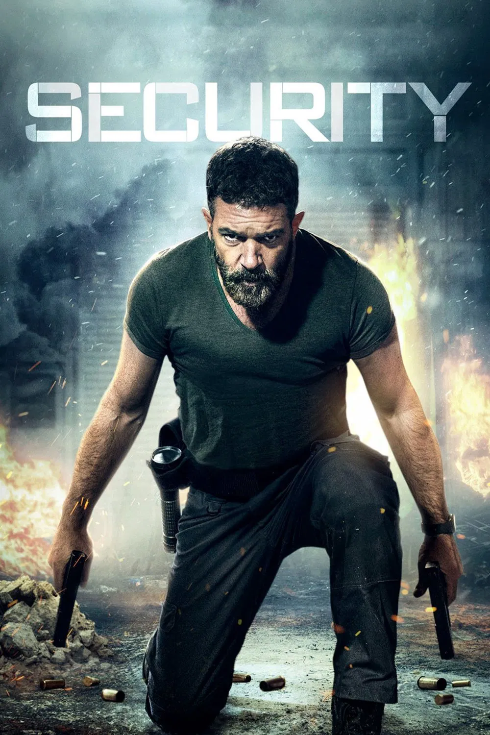 Poster chính thức của phim Phim Hành Động, Phim Giật Gân "Người Gác Đêm" (Security - 2017), với sự tham gia của diễn viên Antonio Banderas và Ben Kingsley.
