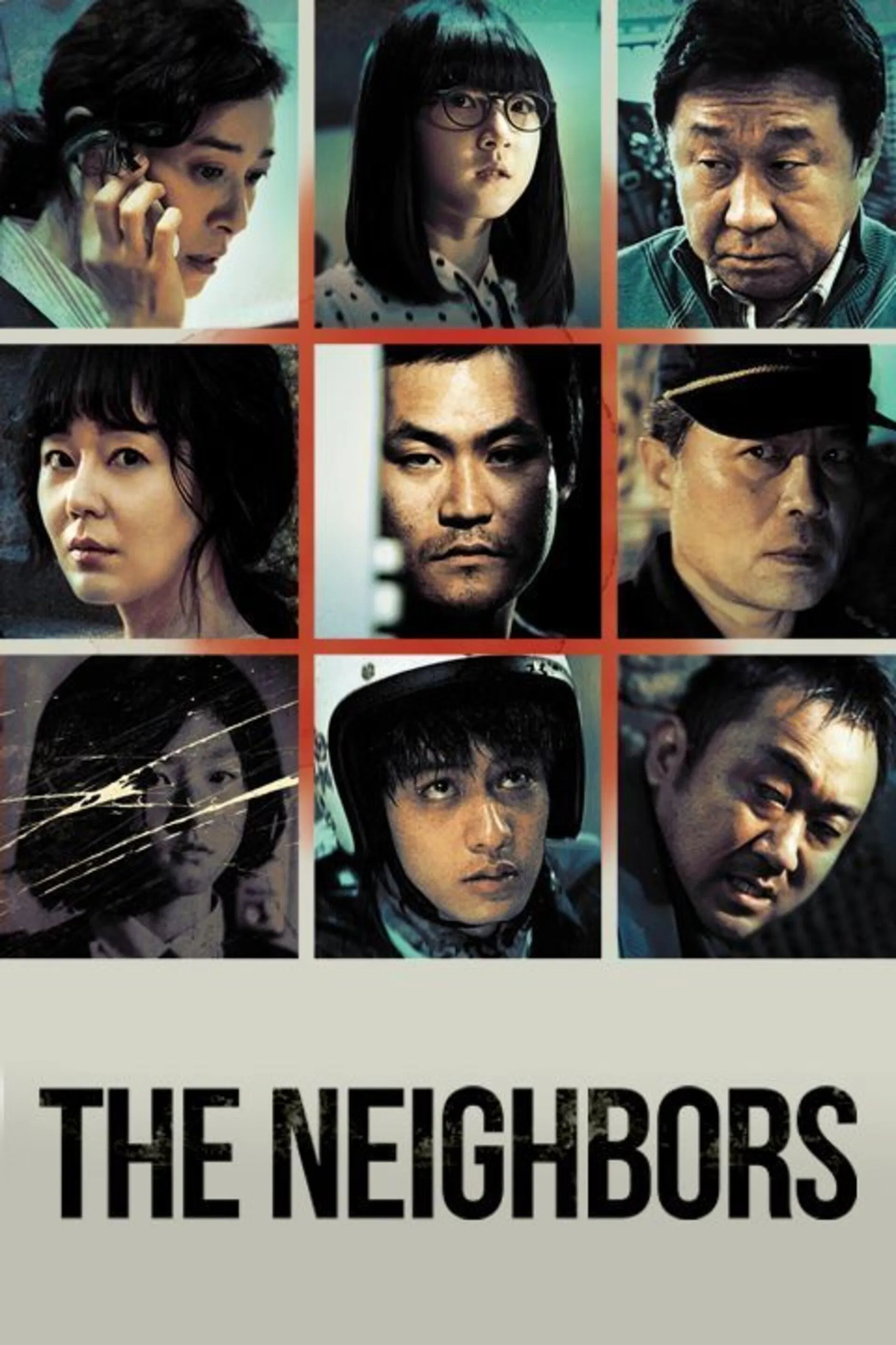 Poster chính thức của phim Phim Giật Gân, Phim Bí Ẩn "Người Hàng Xóm Bí Ẩn (Kẻ Sát Nhân)" (The Neighbors - 2012), với sự tham gia của diễn viên Yunjin Kim và Kim Sung-kyun.