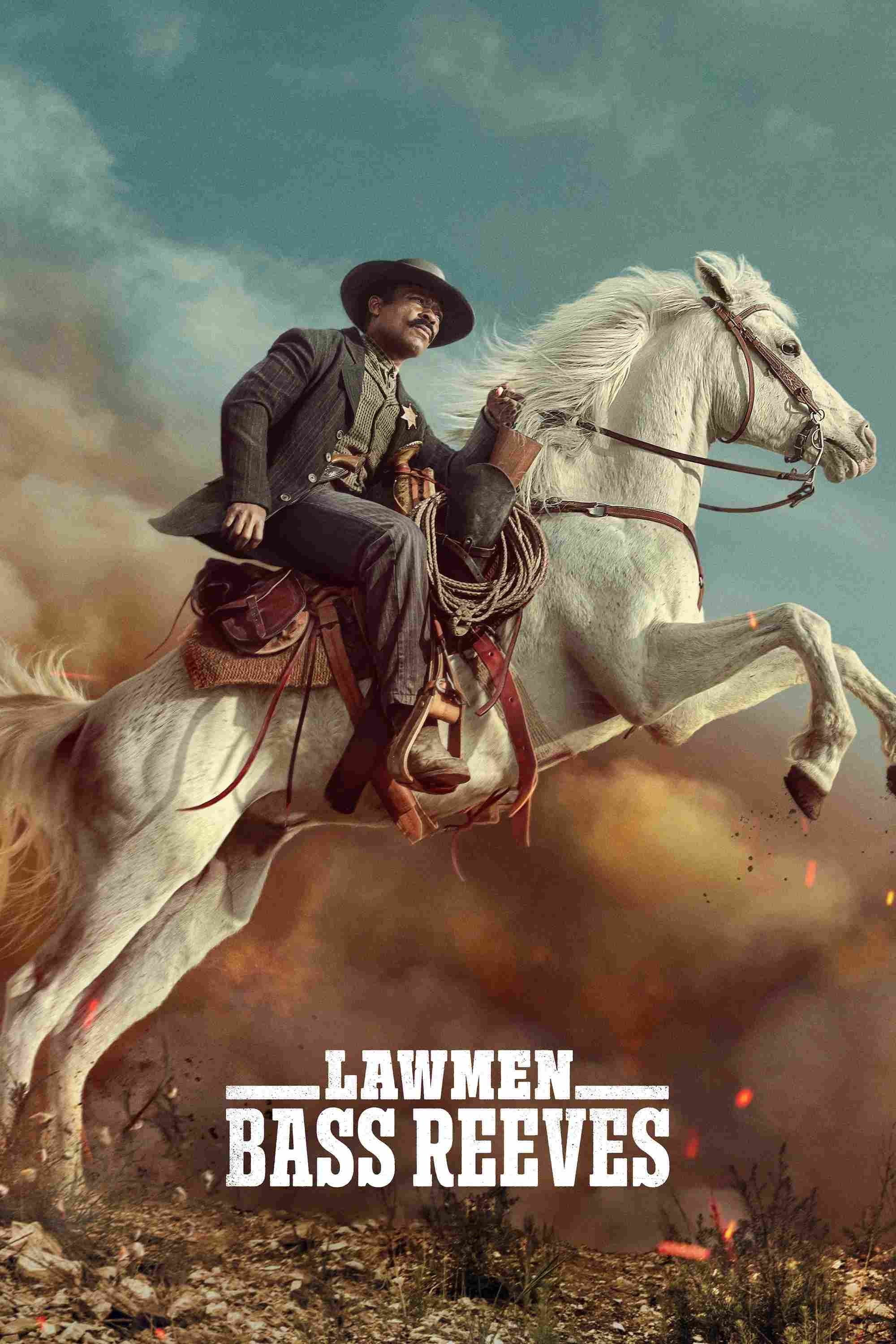 Poster chính thức của phim Phim Tâm Lý "Người hành pháp: Bass Reeve" (Lawmen: Bass Reeves - 2023), với sự tham gia của diễn viên David Oyelowo và Lauren E. Banks.