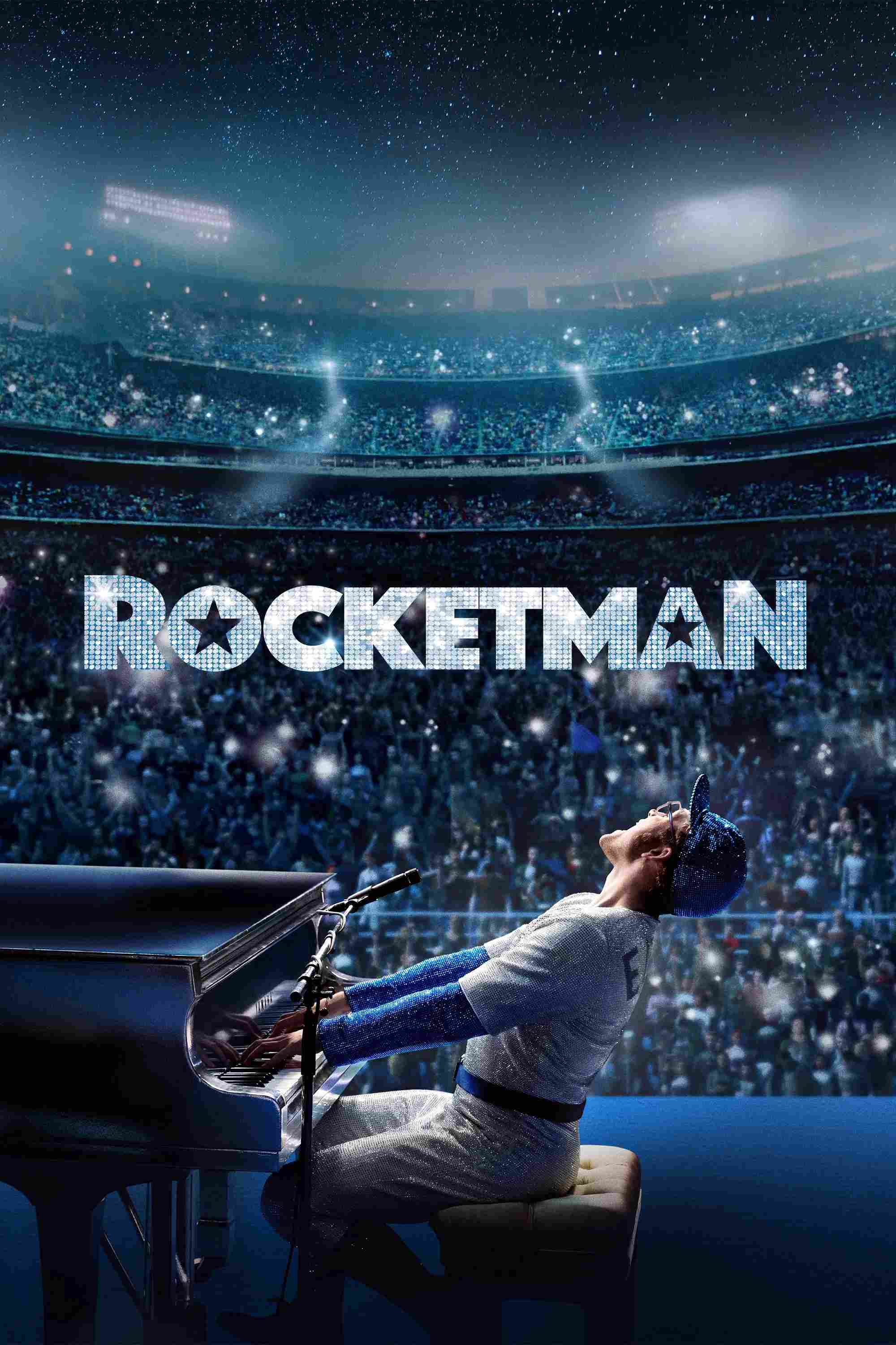 Poster chính thức của phim Phim Ca Nhạc, Phim Tâm Lý "Người Hỏa Tiễn" (Rocketman - 2019), với sự tham gia của diễn viên Taron Egerton và Jamie Bell.