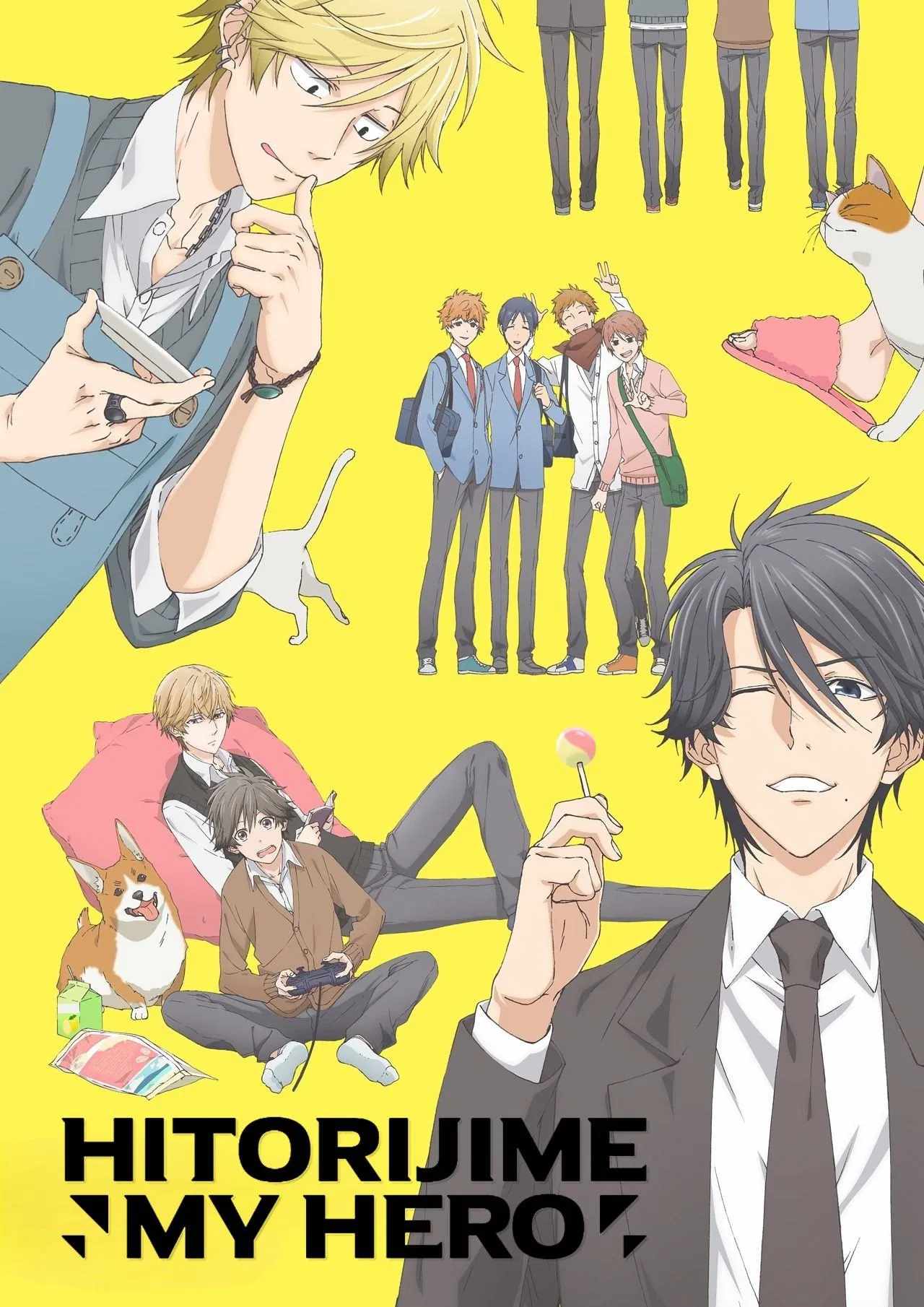 Poster chính thức của phim Phim Hoạt Hình, Phim Hài "Người Hùng Của Tôi" (Hitorijime My Hero - 2017), với sự tham gia của diễn viên Tomoaki Maeno và Yoshitsugu Matsuoka.
