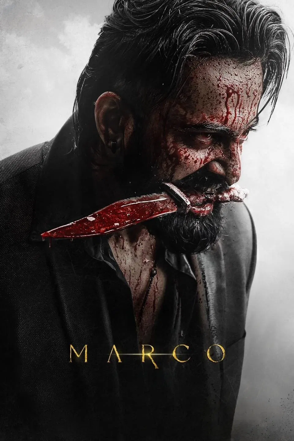 Poster chính thức của phim Phim Hành Động, Phim Hình Sự "Người Hùng Marco" (Marco - 2024), với sự tham gia của diễn viên Unni Mukundan và Siddique.