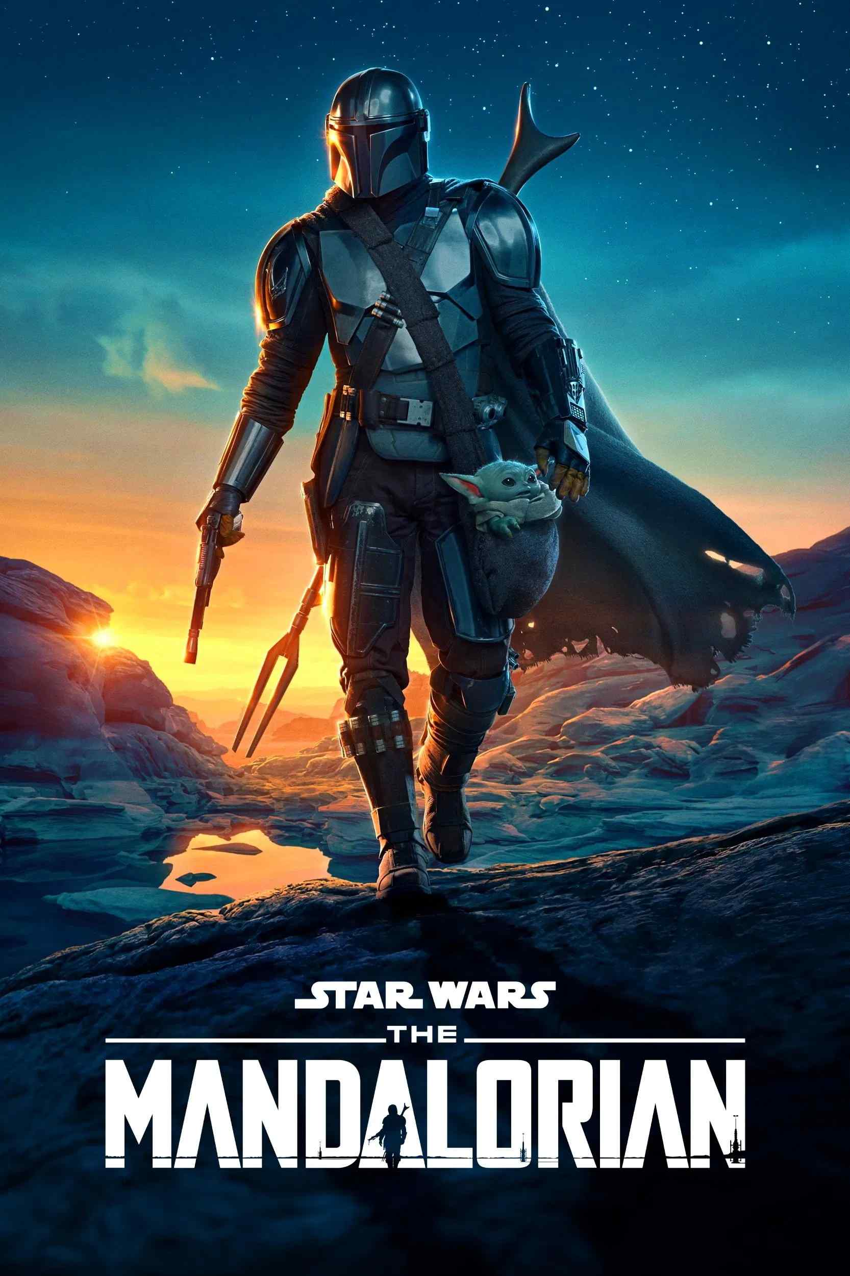 Poster chính thức của phim Phim Viễn Tưởng & Giả Tưởng, Phim Hành Động & Phiêu Lưu "Người Mandalore" (The Mandalorian - 2019), với sự tham gia của diễn viên Pedro Pascal và Katee Sackhoff.