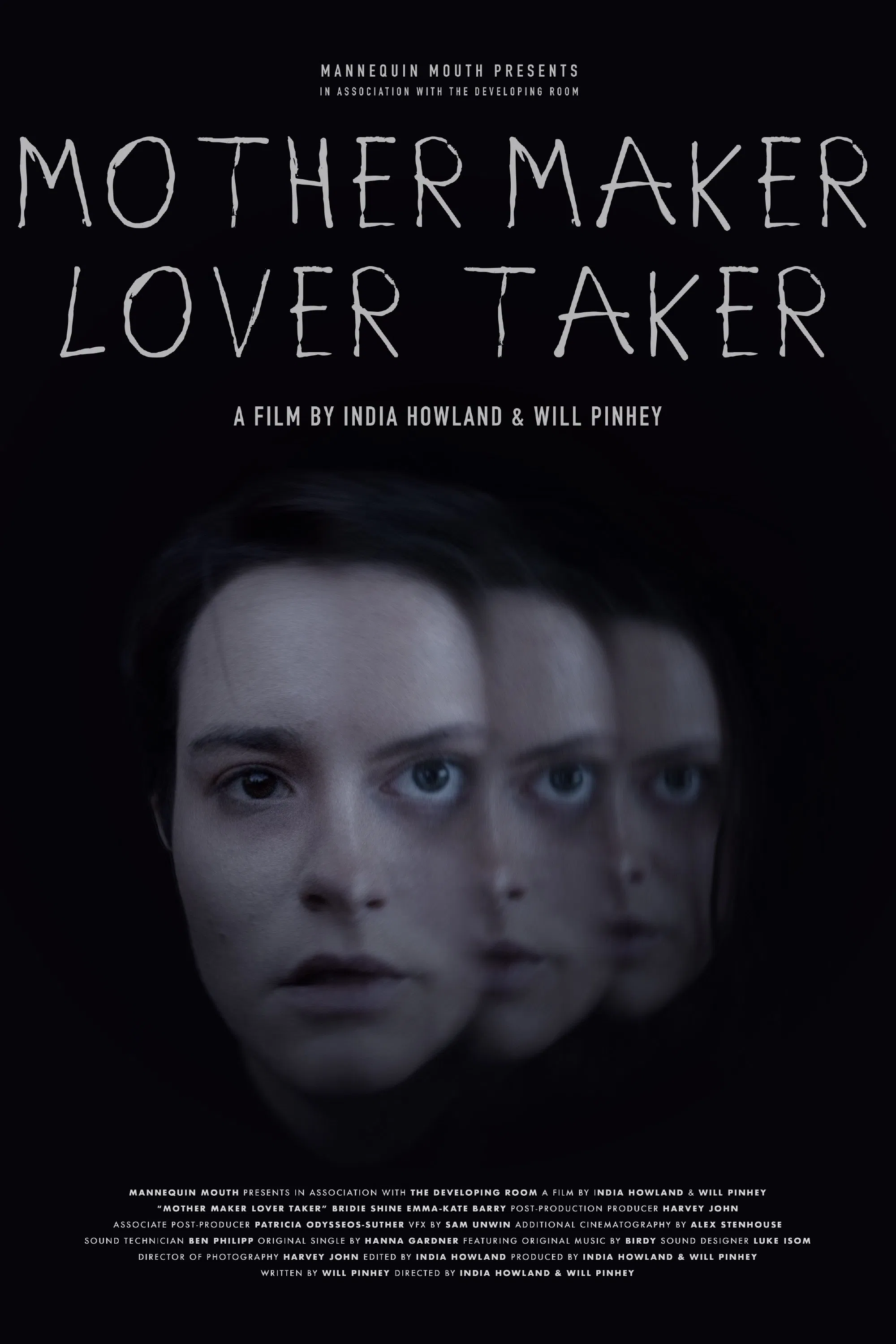 Poster chính thức của phim Phim Tâm Lý, Phim Giả Tượng "Người Mẹ Bị Lãng Quên" (Mother Maker Lover Taker - 2025), với sự tham gia của diễn viên Bridie Shine và Emma-Kate Barry.